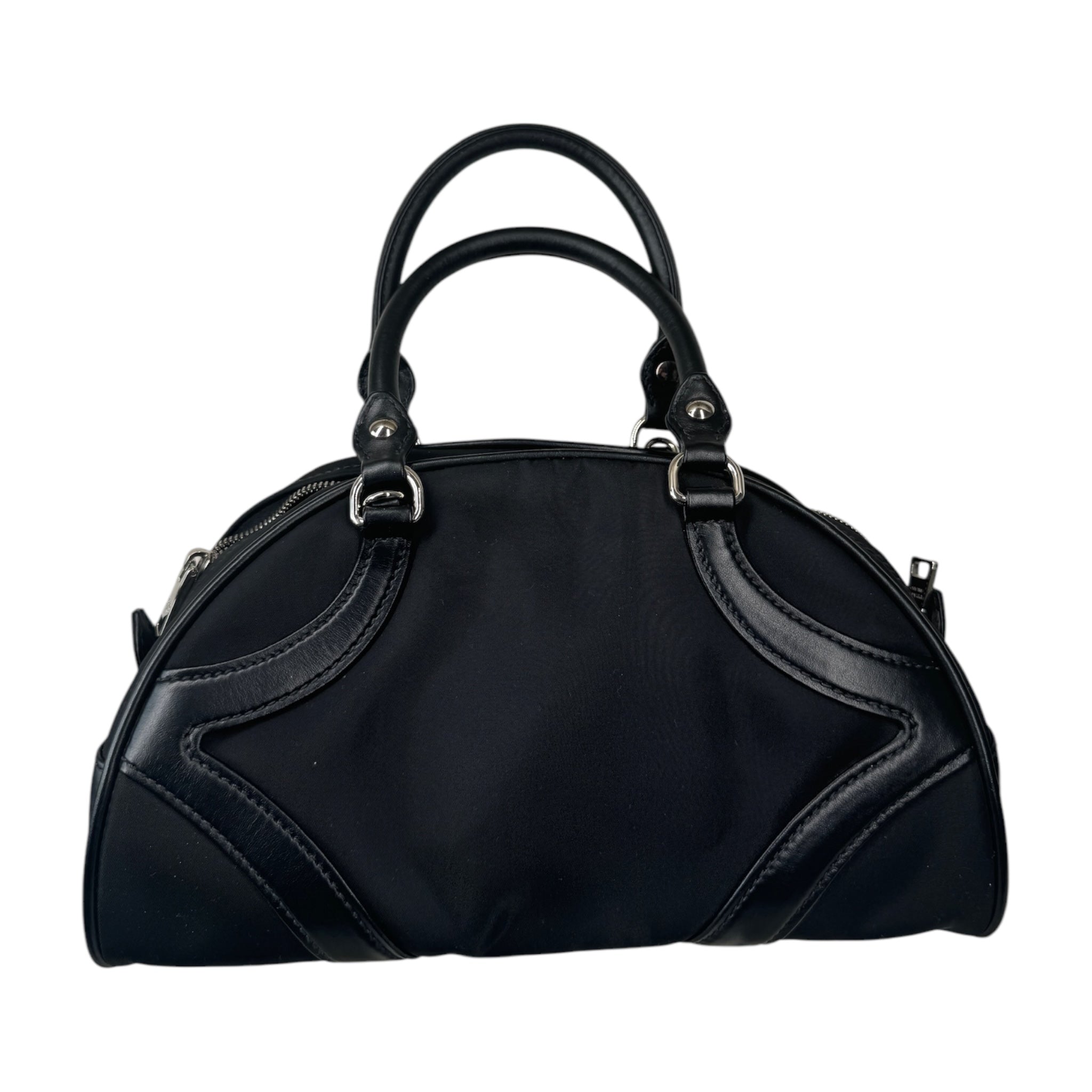 Bolso de hombro de nailon estilo bowling negro USADO