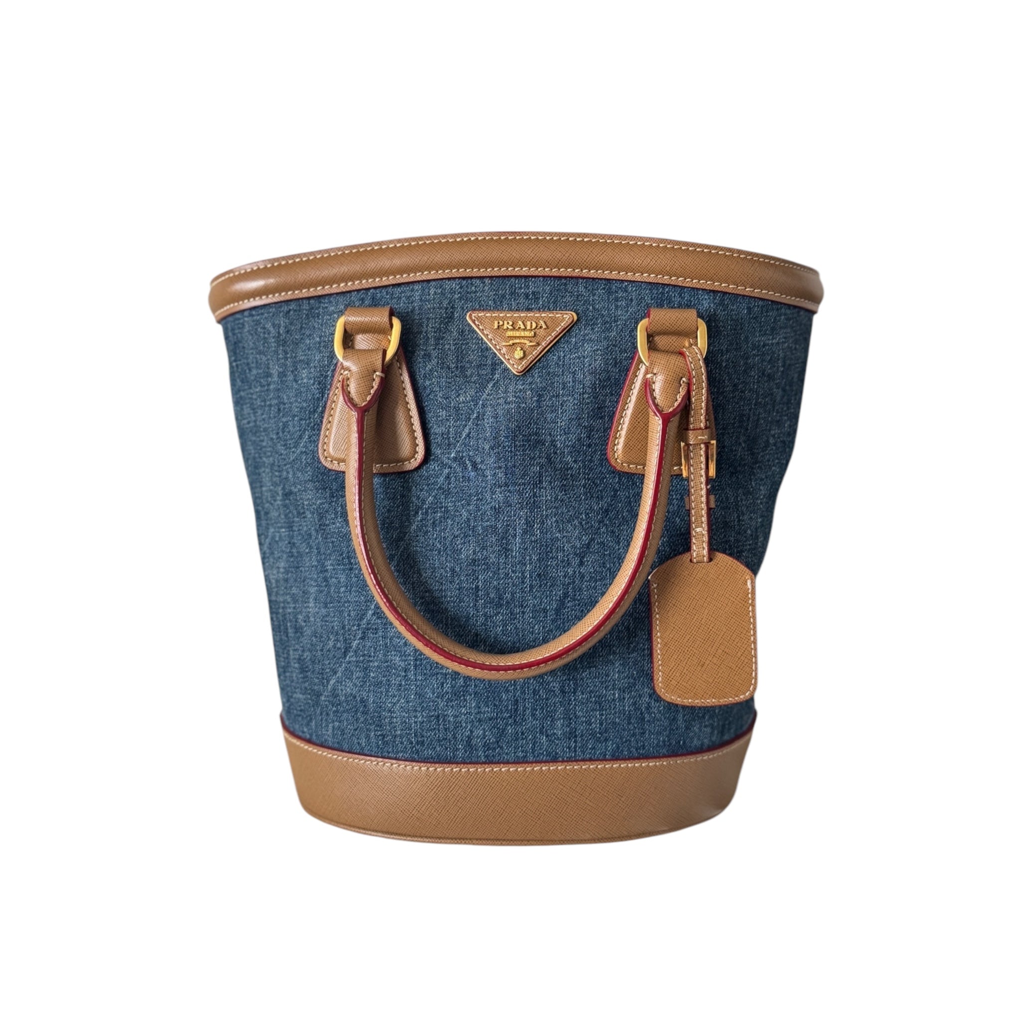 PRE-OWNED Brown & Denim Tote Shoulder Bag