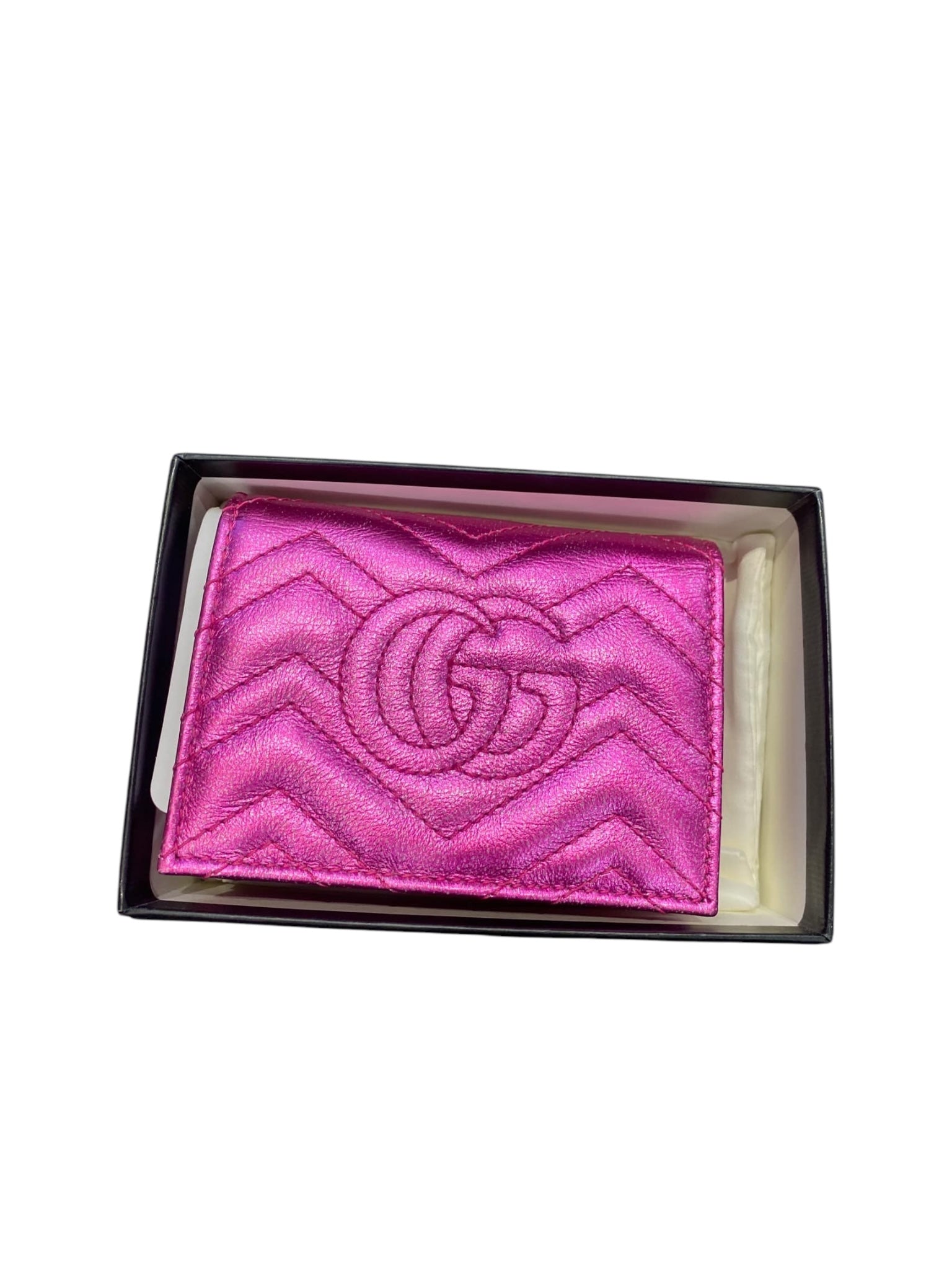 Cartera GG Marmont con cristales Matelasse en rosa metalizado de segunda mano