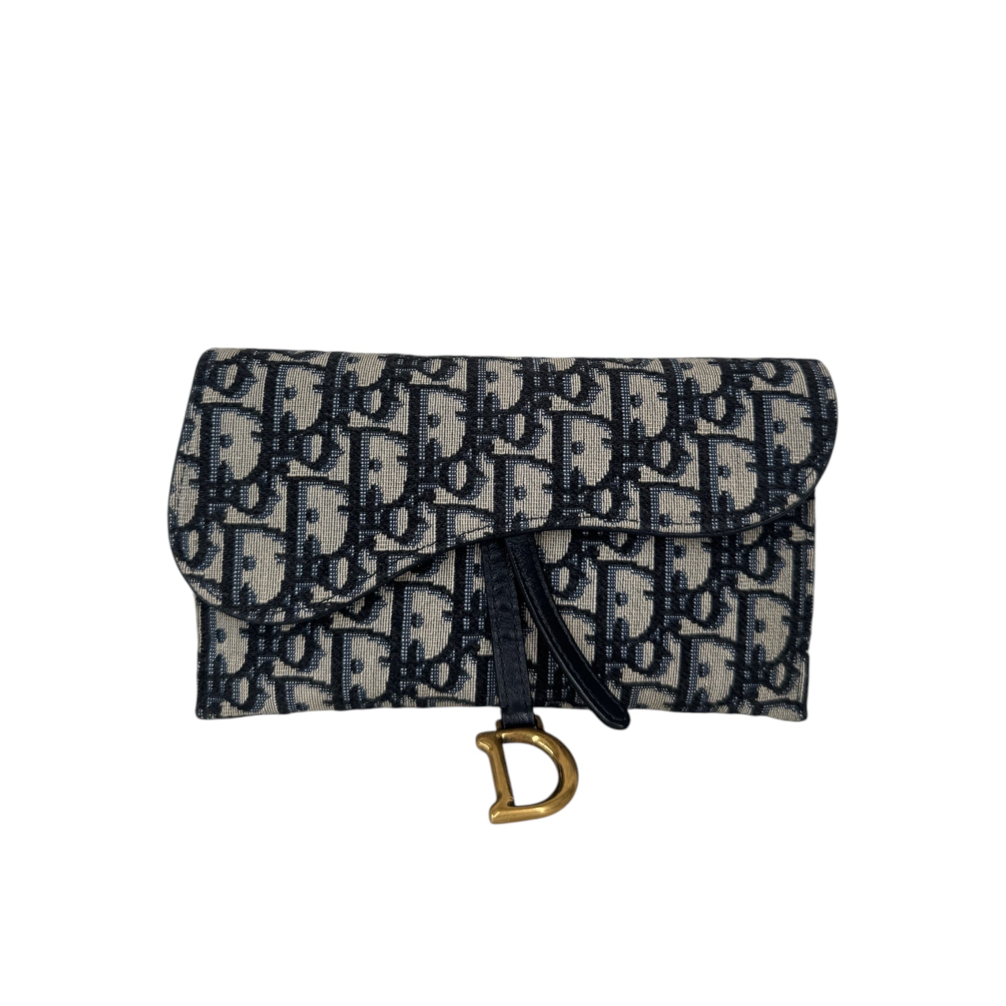Cartera de lona oblicua azul marino Saddlelle de segunda mano con cadena, bolso cruzado con bolsa