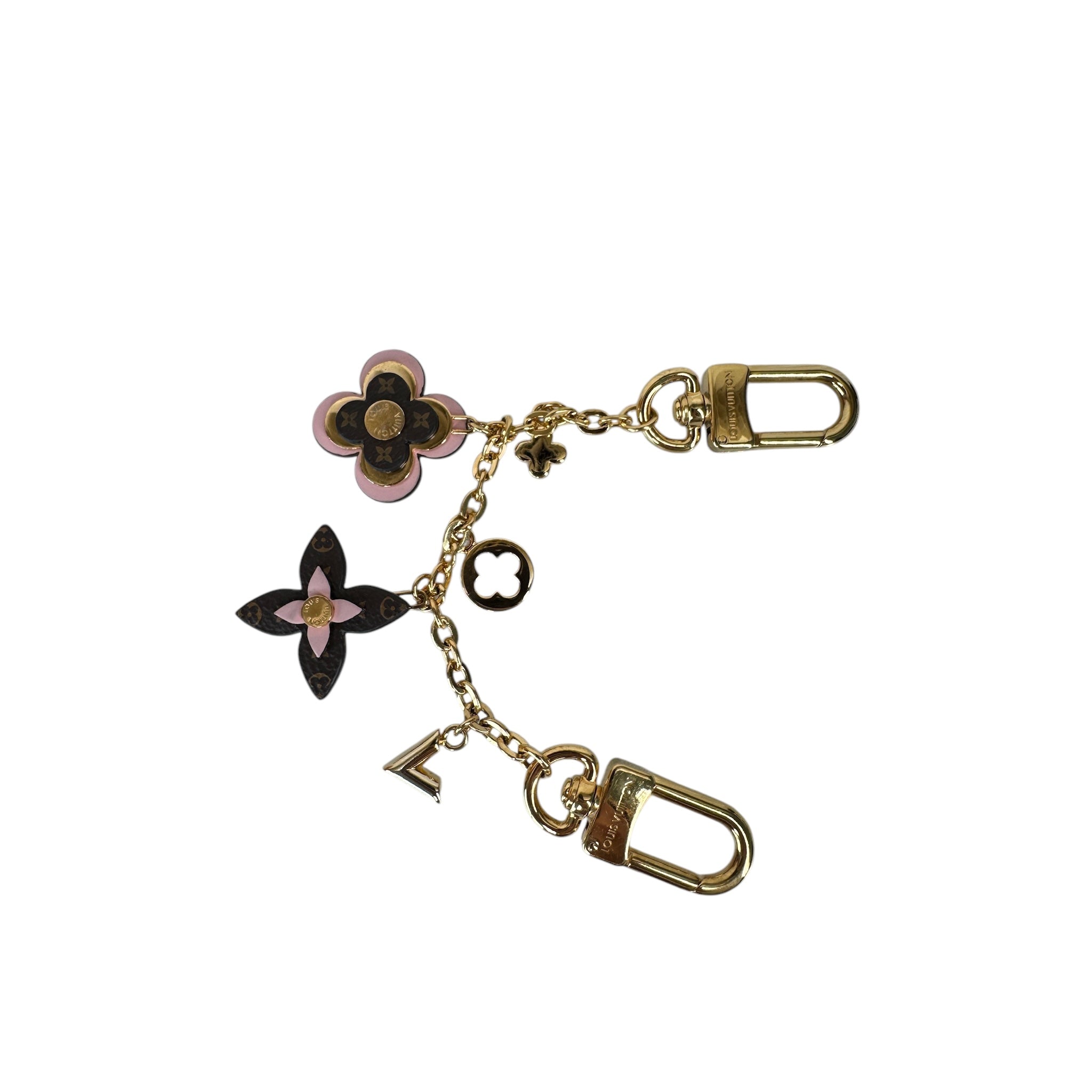 PRE-OWNED LV Flower Monogram Long Bag Charm