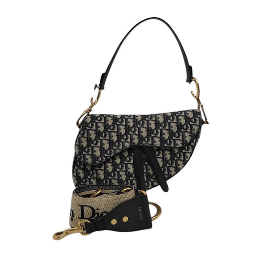 PRE-OWNED Oblique Saddle Bag in Blue with Strap Shoulder Bag