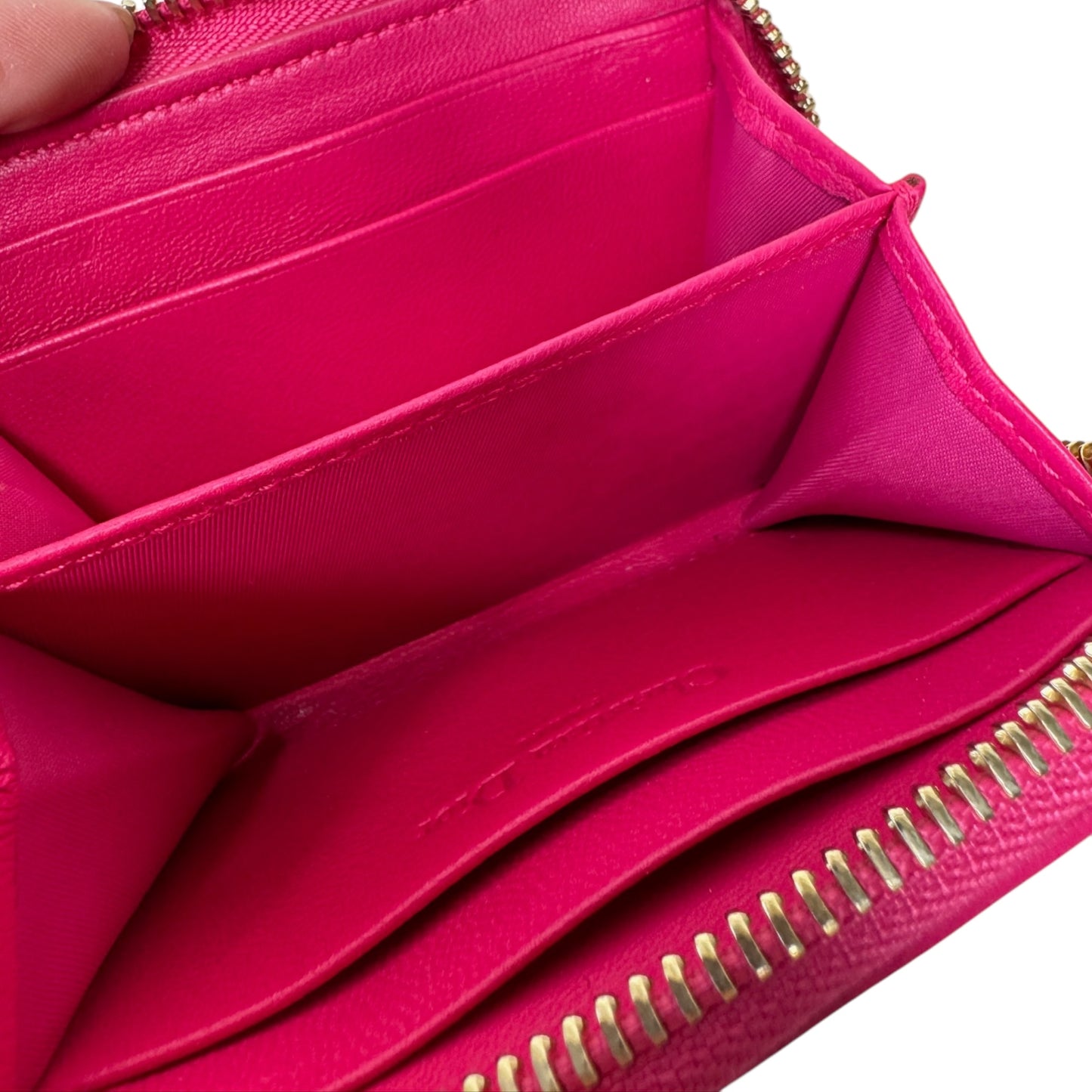 PRE-OWNED Pink Mini Lady Dior Zippy Wallet