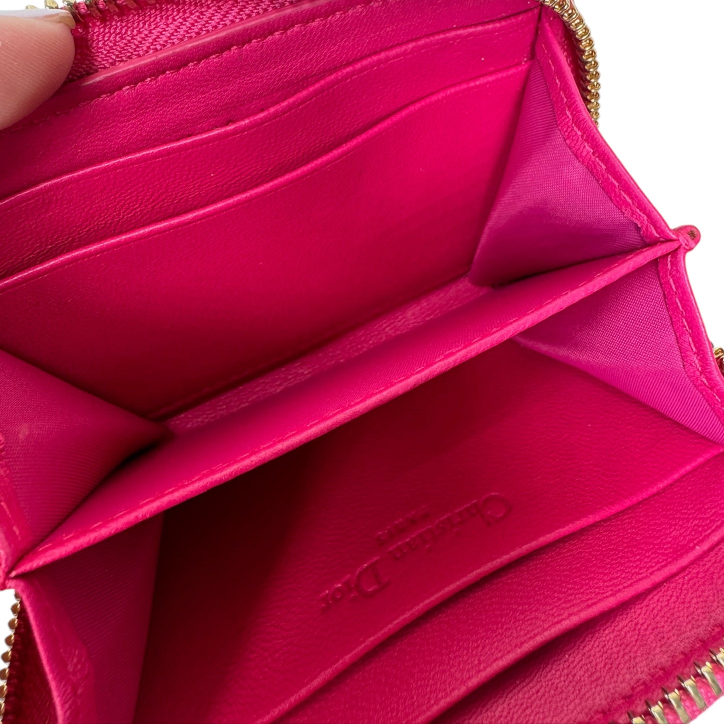 PRE-OWNED Pink Mini Lady Dior Zippy Wallet