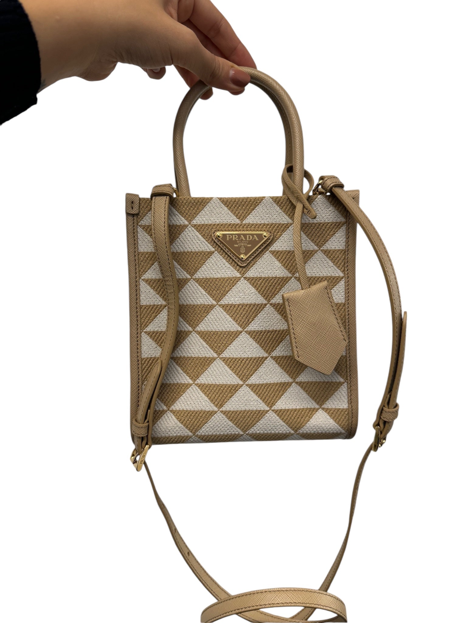 PRE-OWNED Symbole Shopper Tote Jacquard Mini Crossbody Bag