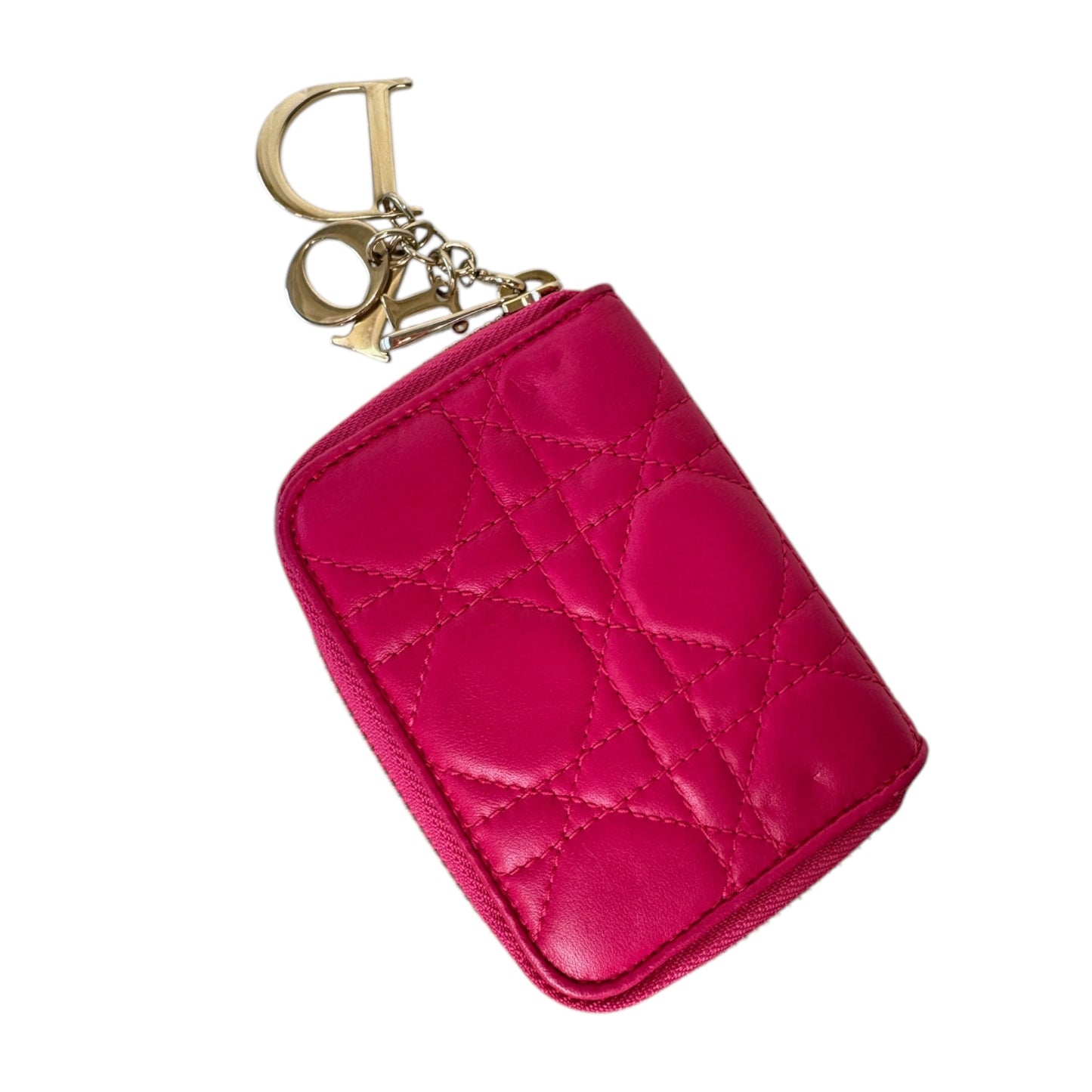 PRE-OWNED Pink Mini Lady Dior Zippy Wallet