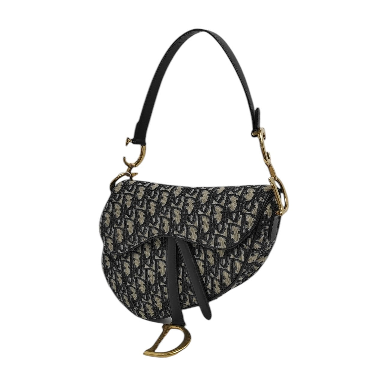 PRE-OWNED Oblique Saddle Bag in Blue with Strap Shoulder Bag