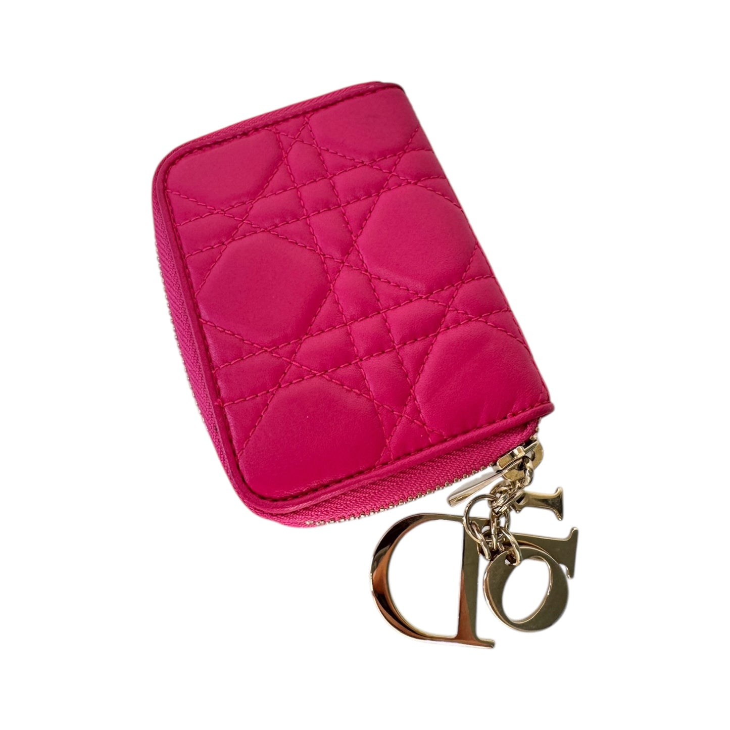 PRE-OWNED Pink Mini Lady Dior Zippy Wallet