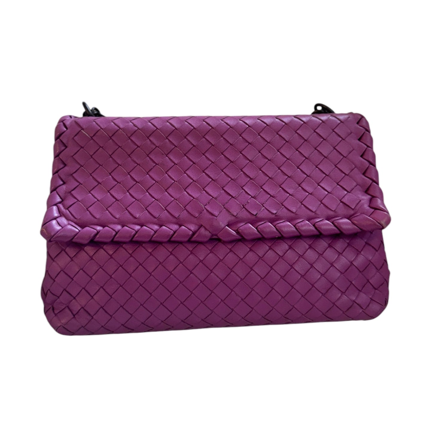 PRE-OWNED Purple Nappa Intrecciato Lambskin Small Olimpia Chain Bag
