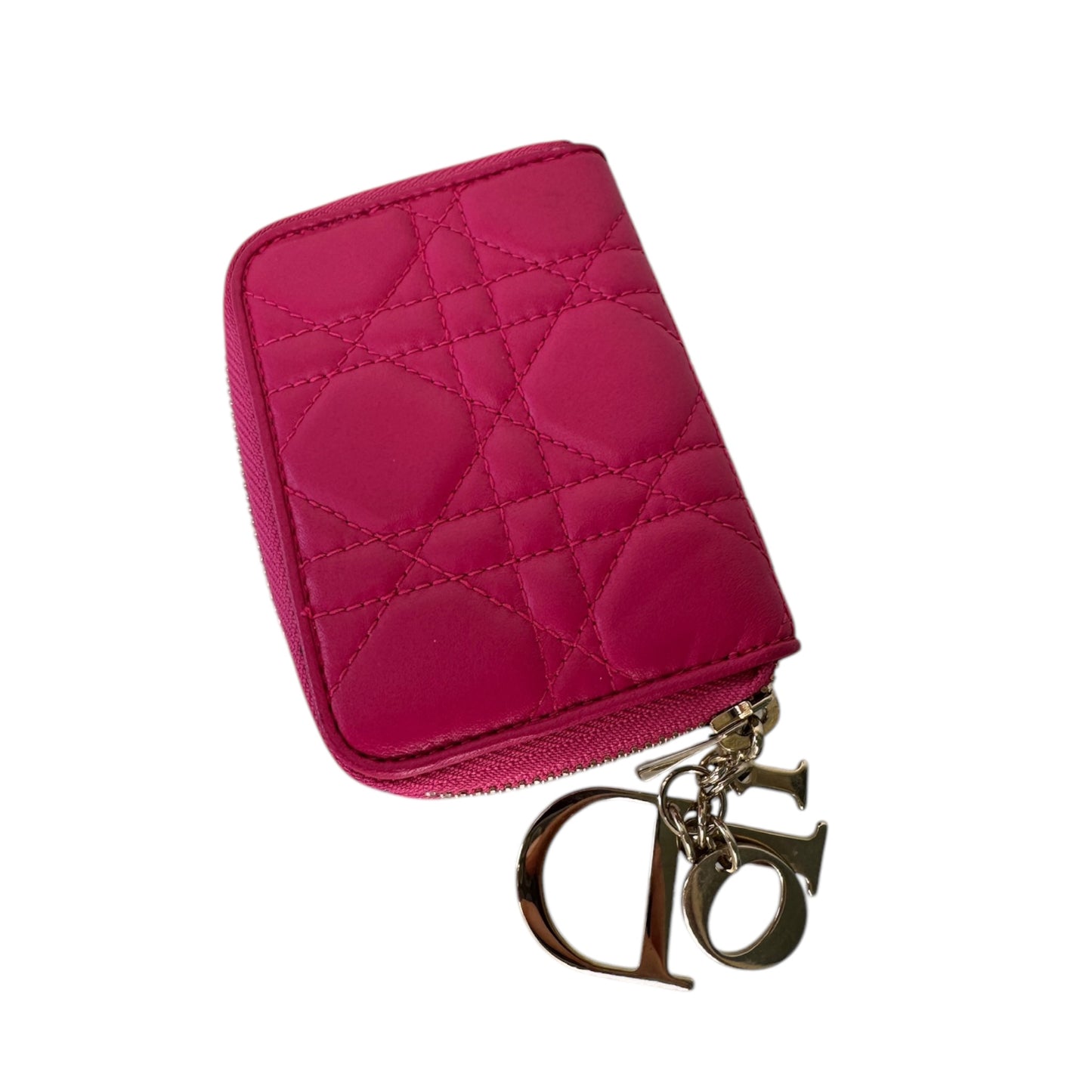 PRE-OWNED Pink Mini Lady Dior Zippy Wallet