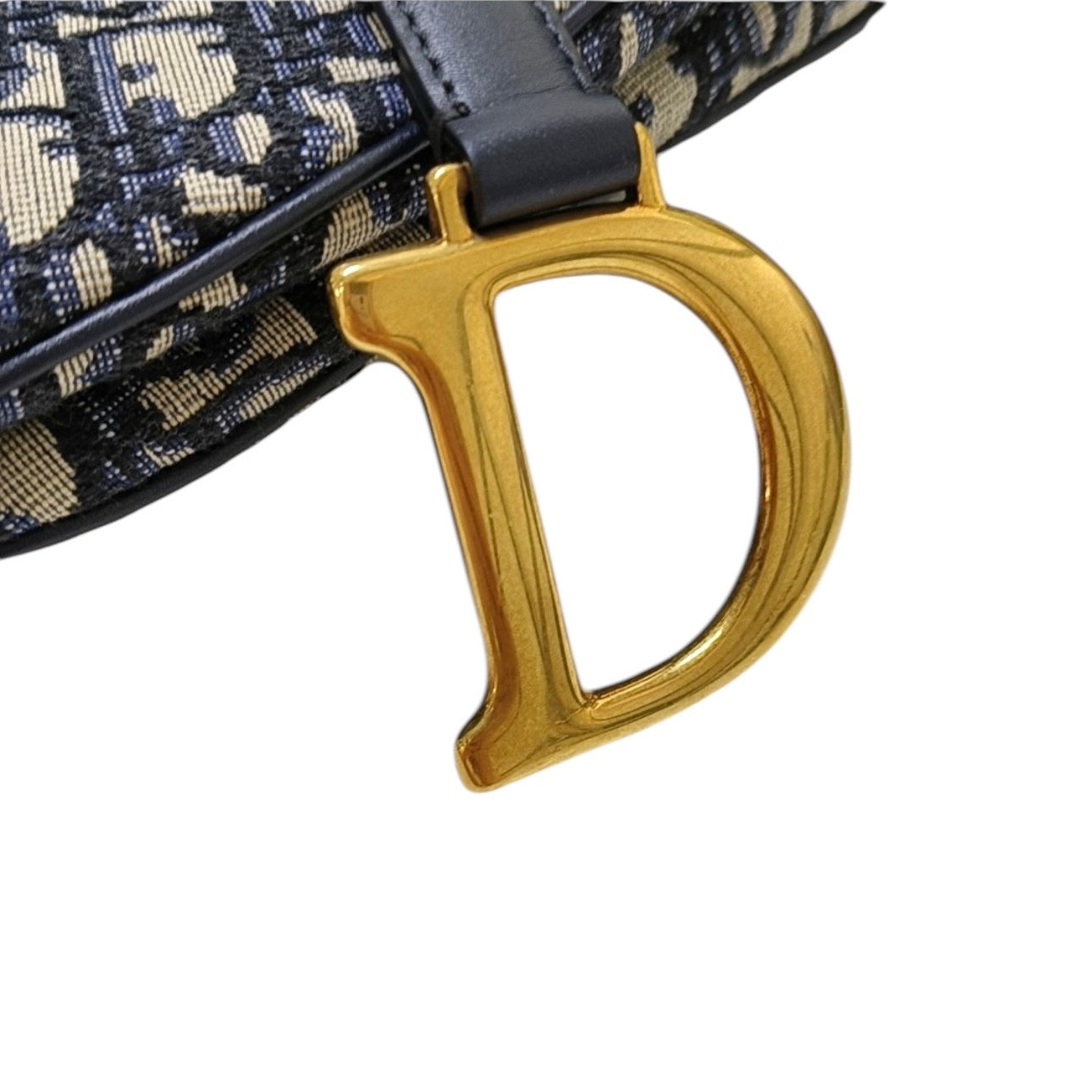 PRE-OWNED Oblique Saddle Bag in Blue with Strap Shoulder Bag