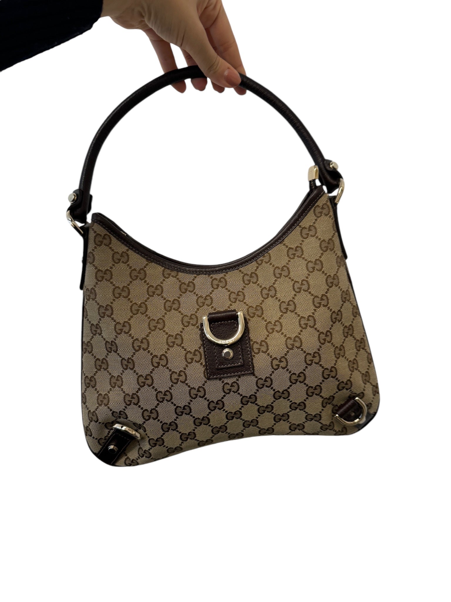 Bolso hobo Abbey de lona GG con anilla en D y monograma de segunda mano