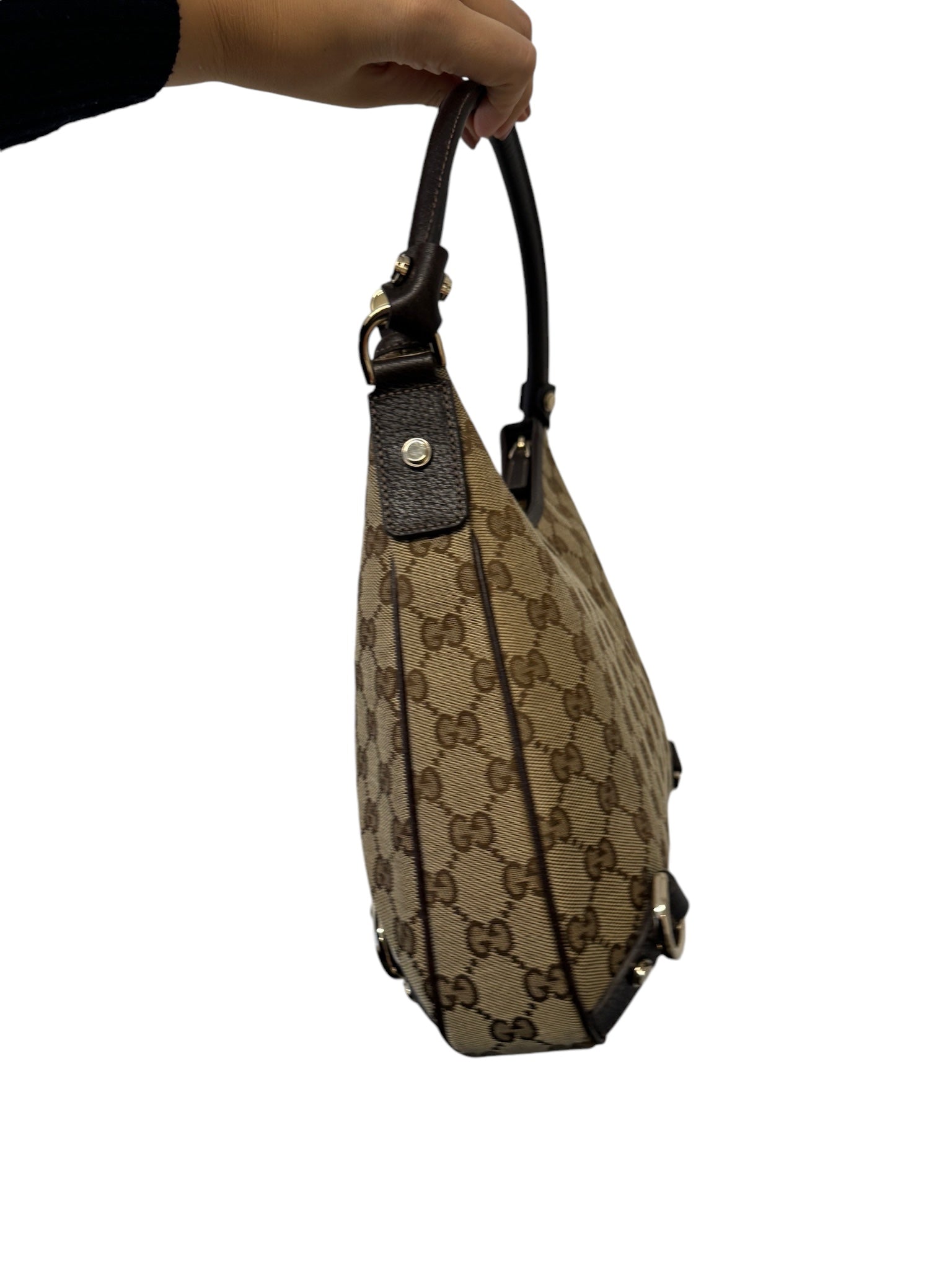 Bolso hobo Abbey de lona GG con anilla en D y monograma de segunda mano
