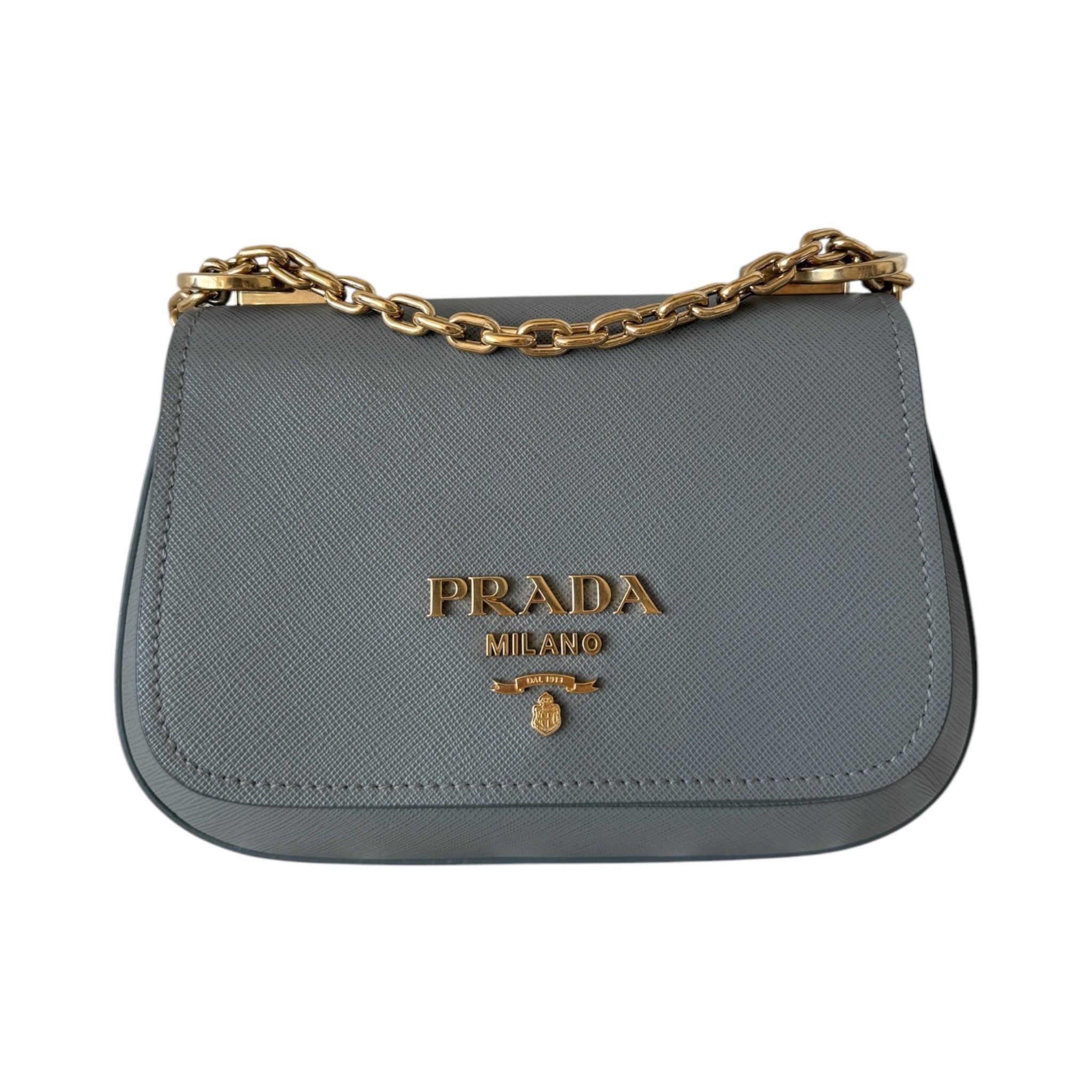 Bolso bandolera de piel saffiano gris USADO