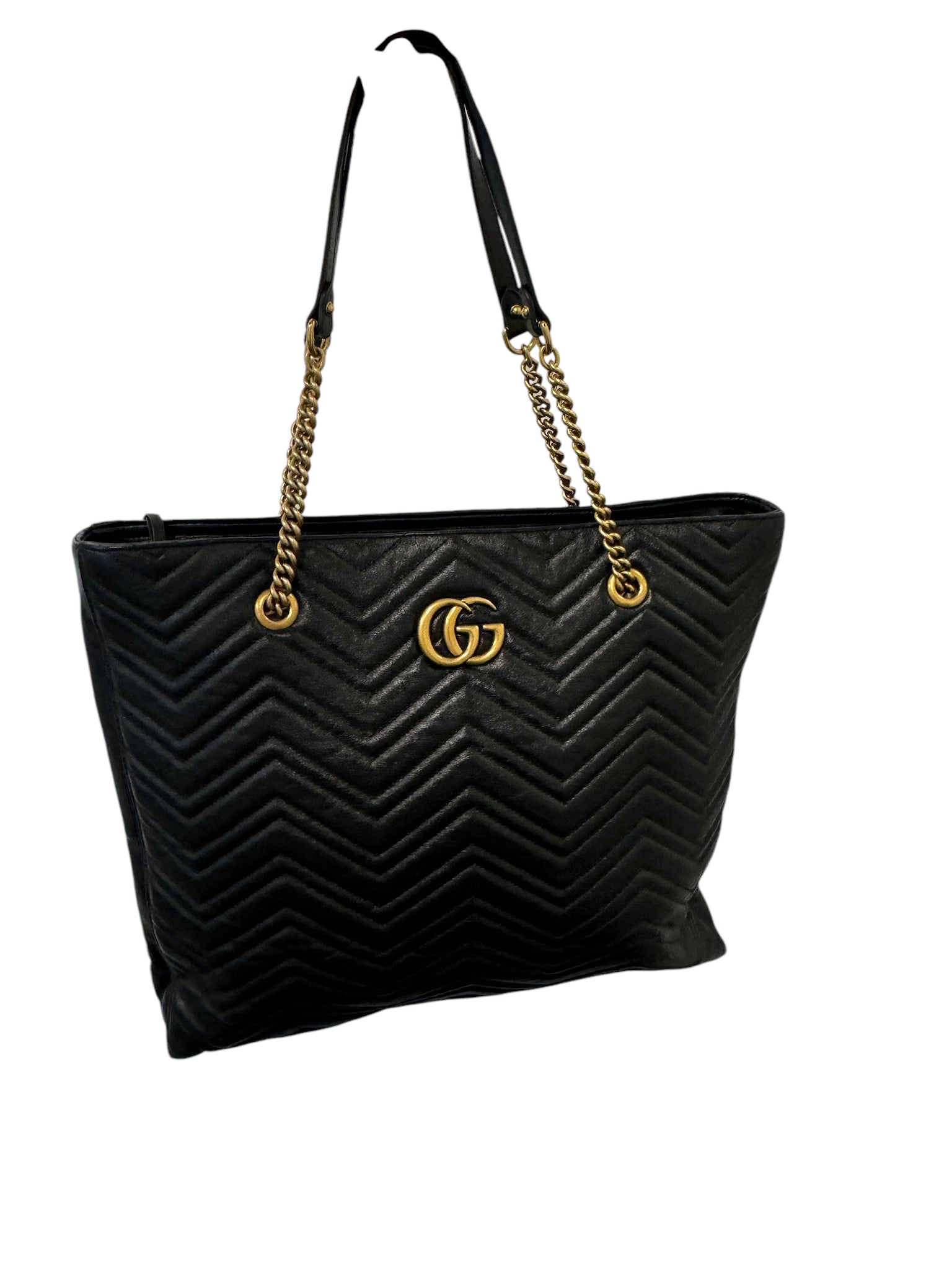 Bolso tote Marmont grande de piel de becerro matelasse negra GG de segunda mano