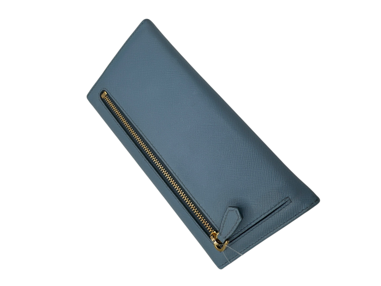 PRE-OWNED Light Blue Saffiano Cuir Leather Continental Wallet