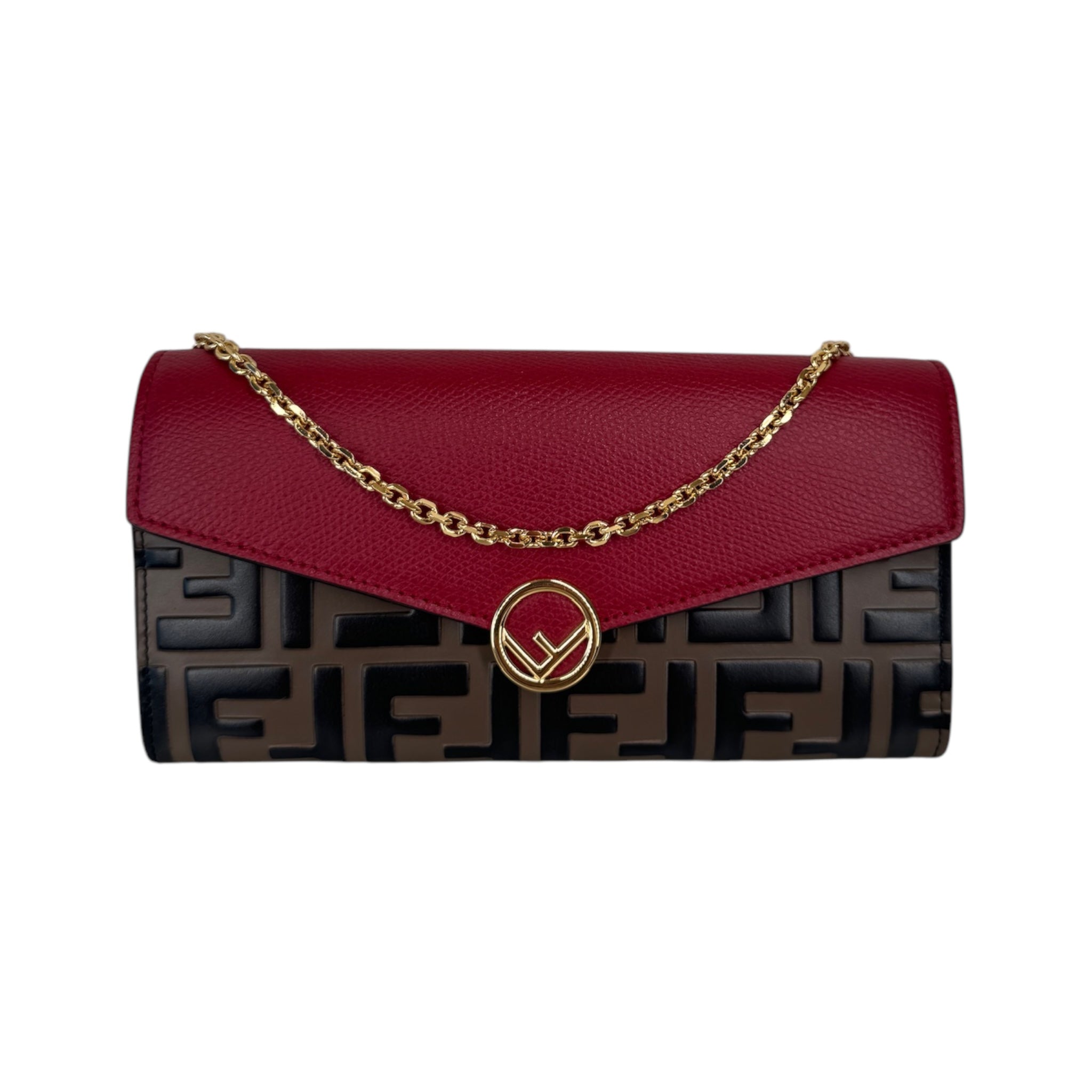PRE-OWNED FF Vitello Cruise FF Continental Wallet on a Chain Crossbody Bag