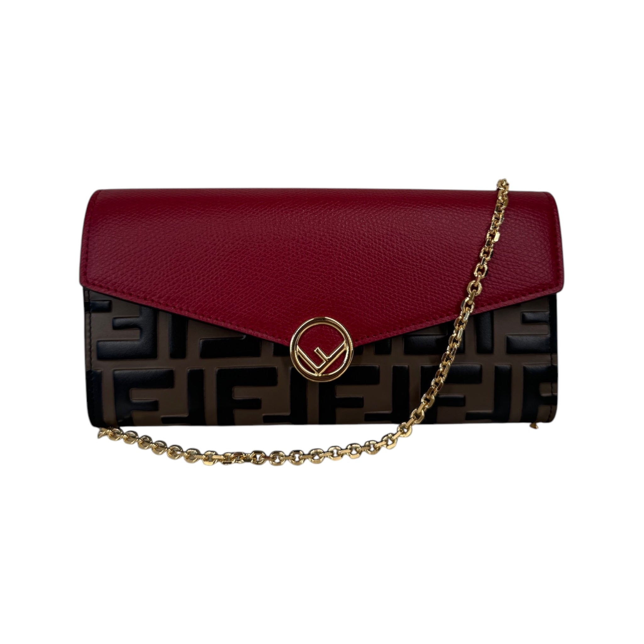 PRE-OWNED FF Vitello Cruise FF Continental Wallet on a Chain Crossbody Bag