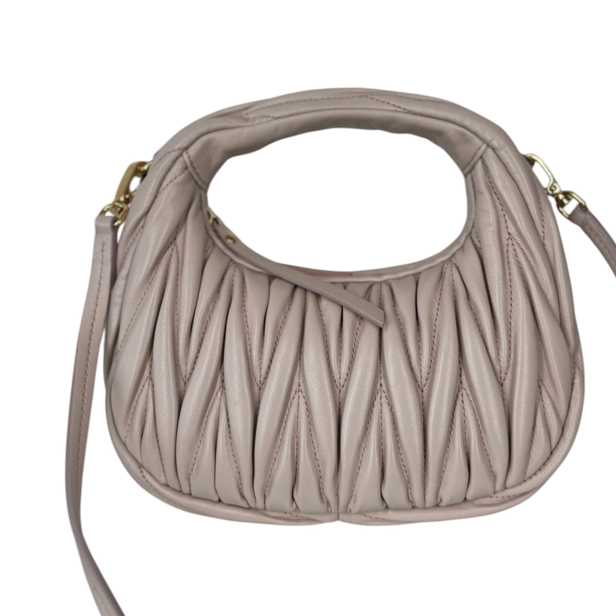 PRE-OWNED MINI Wander Light Pink Matelassé Nappa Leather Crossbody Bag