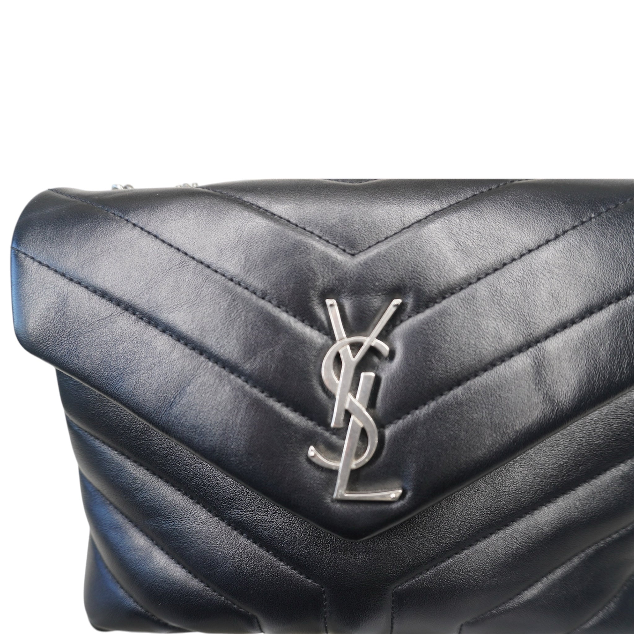 PRE-OWNED YSL Black Quilted Leather Lou Lou Small Shoulder Bag