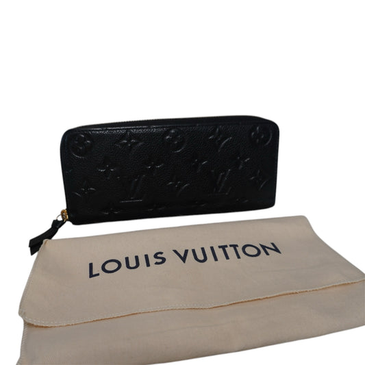 PRE-OWNED LV Black Monogram Empreinte Portefeuille Clemence Long Wallet