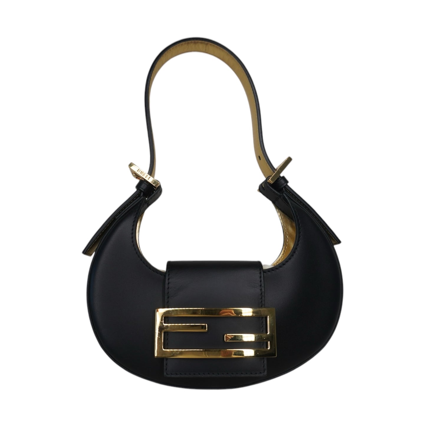 PRE-OWNED Black Leather Cookie Mini Hobo Shoulder Bag