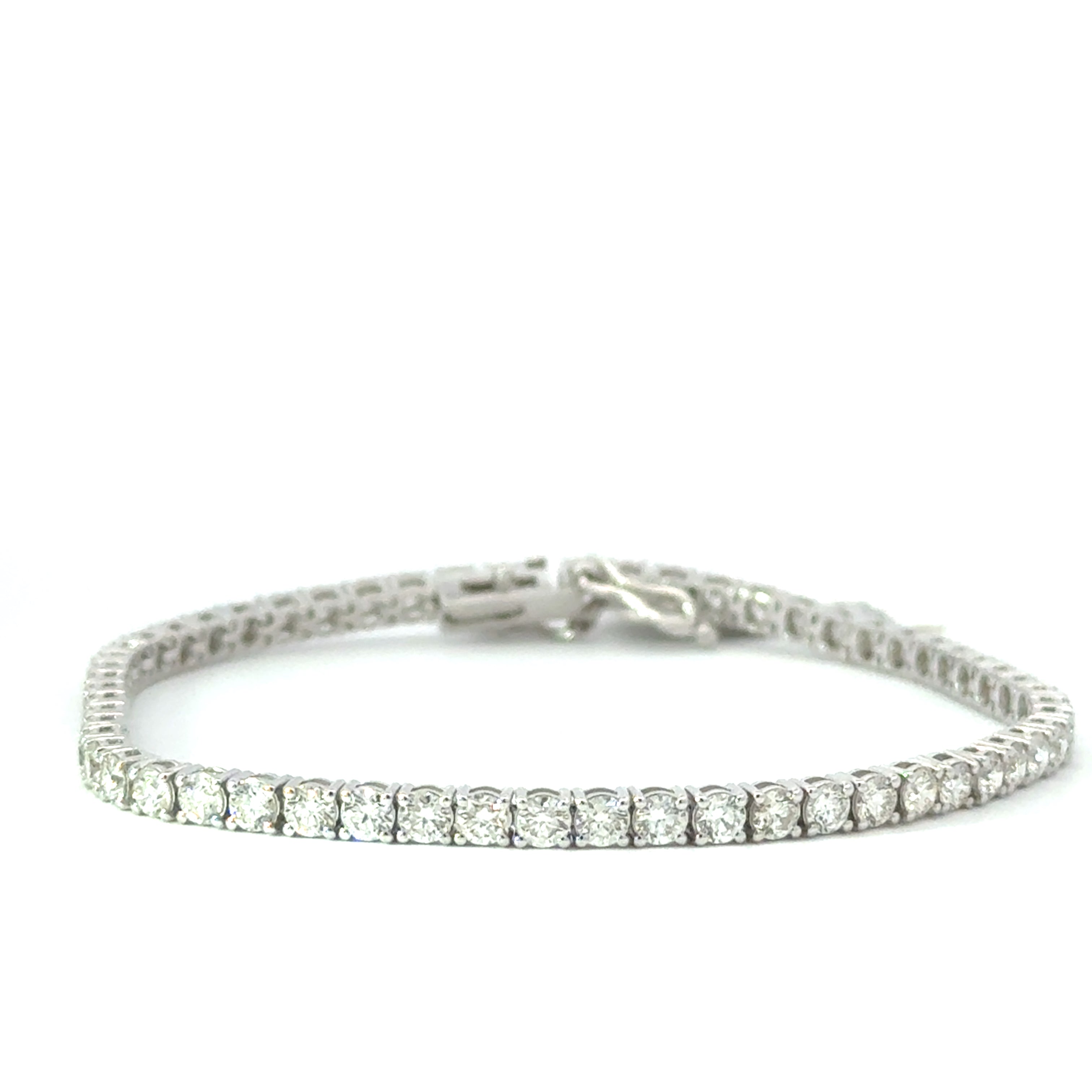 18K White Gold Classic NATURAL Diamond Tennis Bracelet – 2.50ct Total