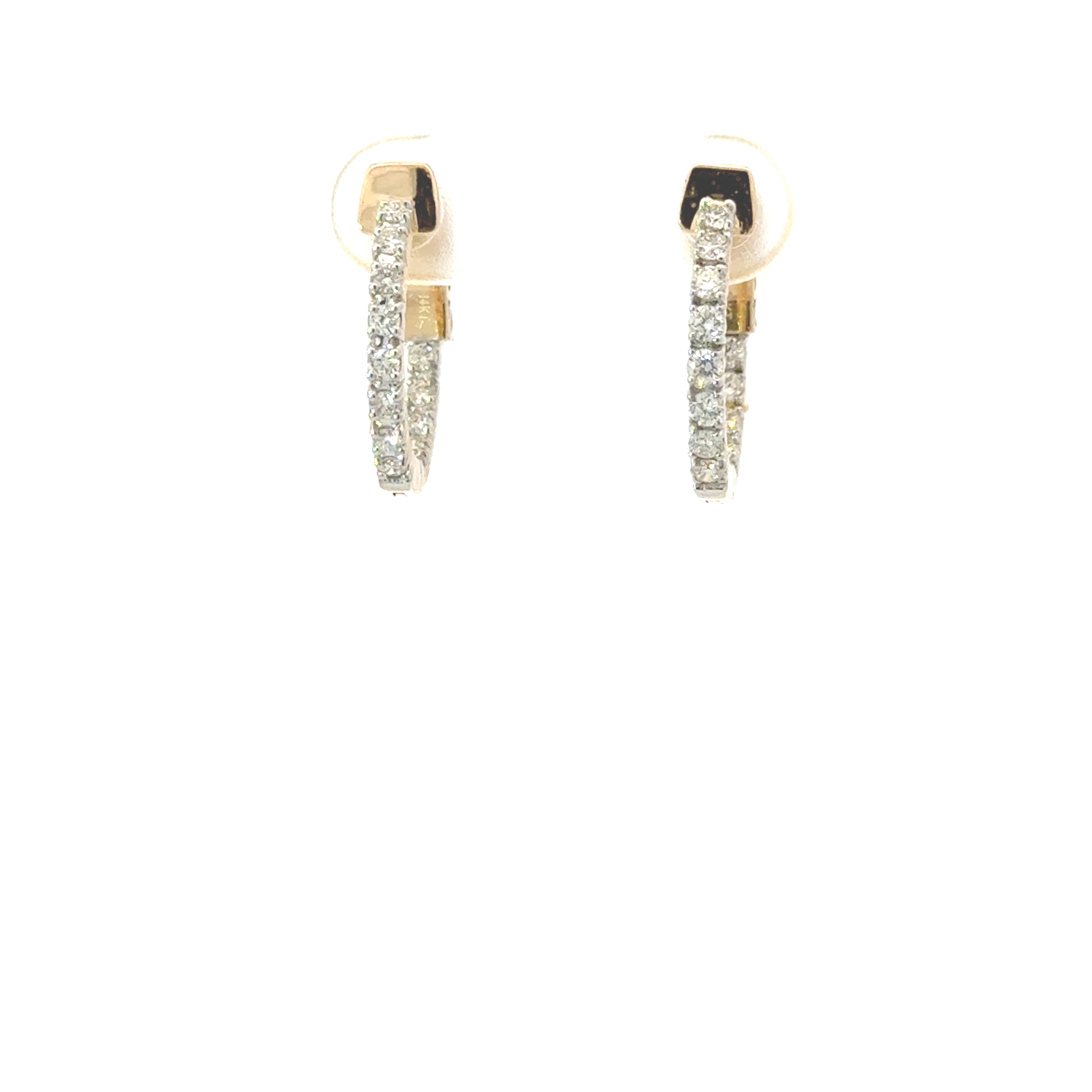 14K Yellow Gold  NATURAL Diamond In & Out Hoops – 0.62ct