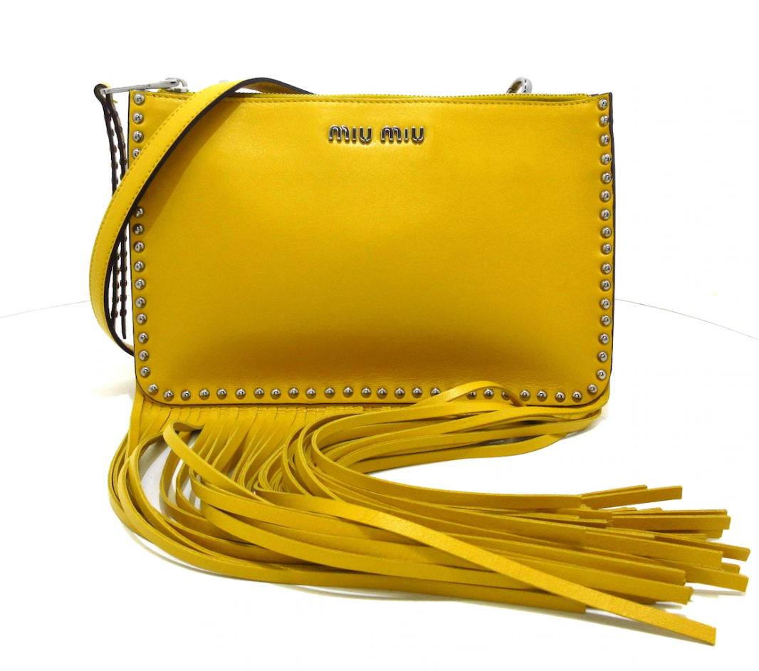 MIU MIU - Yellow Leather Fringe Shoulder Bag