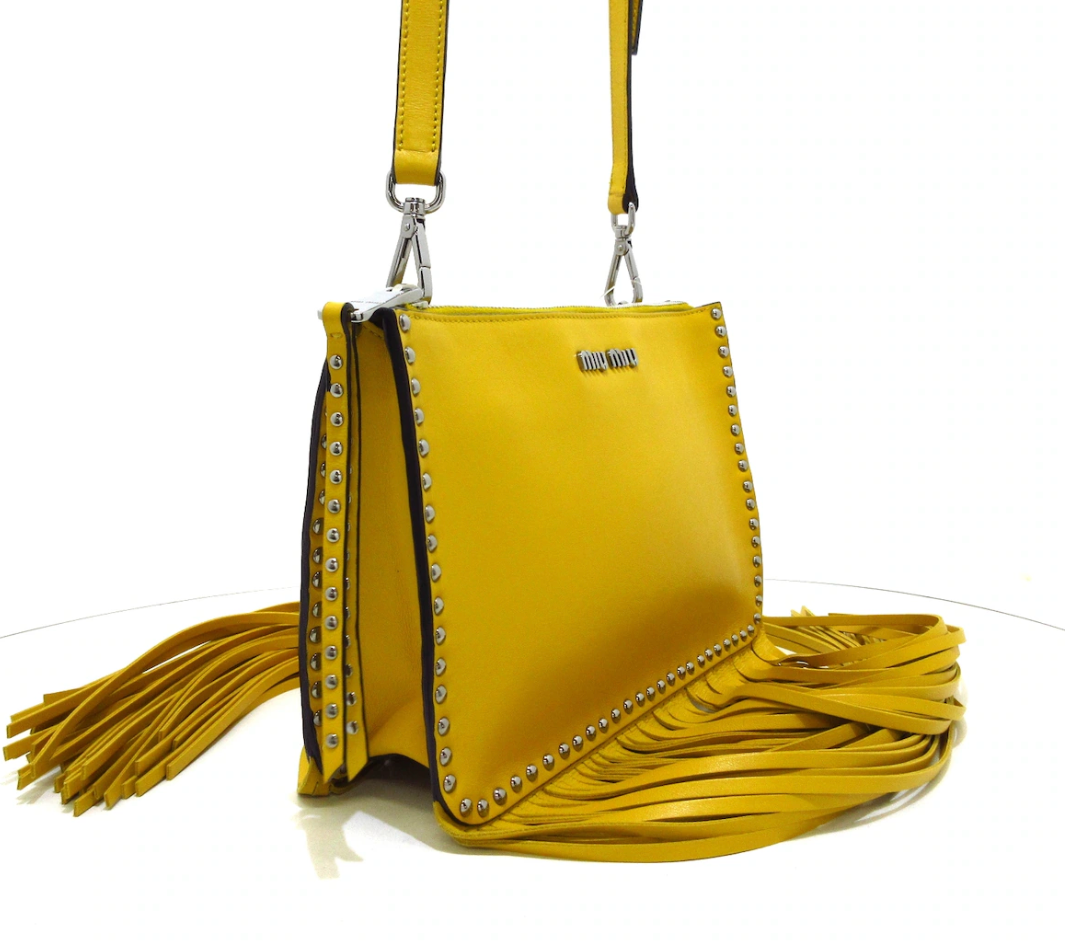 MIU MIU - Yellow Leather Fringe Shoulder Bag