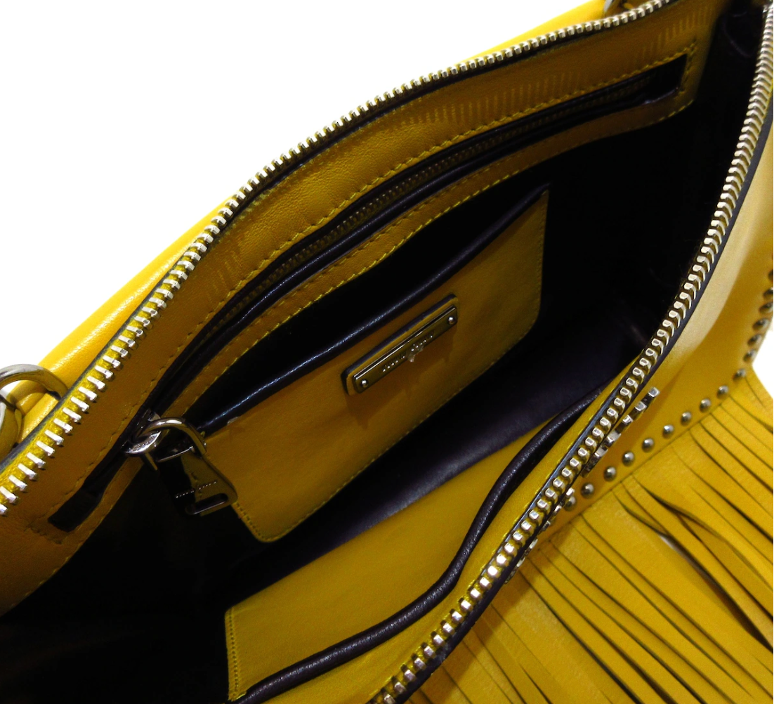 MIU MIU - Yellow Leather Fringe Shoulder Bag