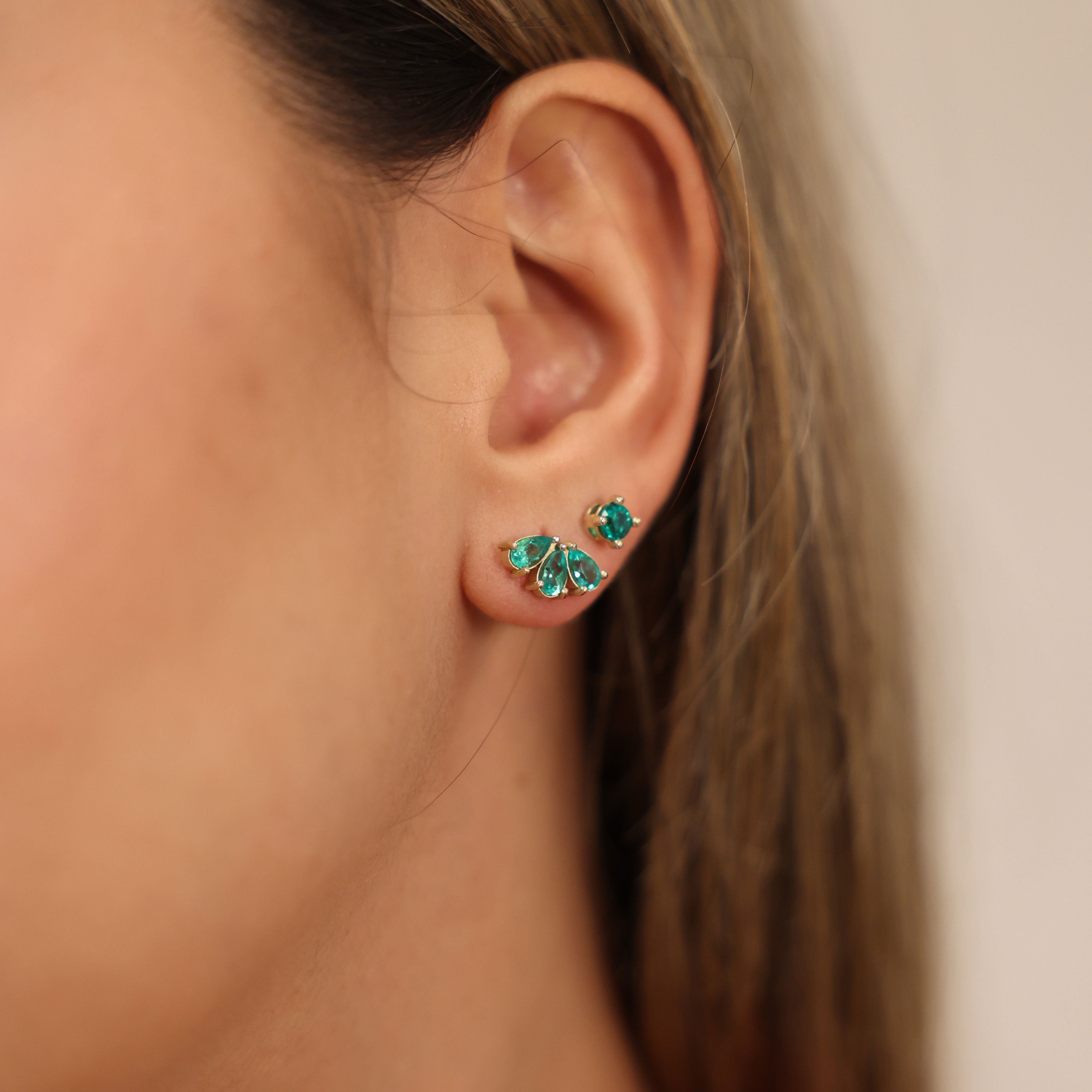 Three Emerald Teardrop Earrings