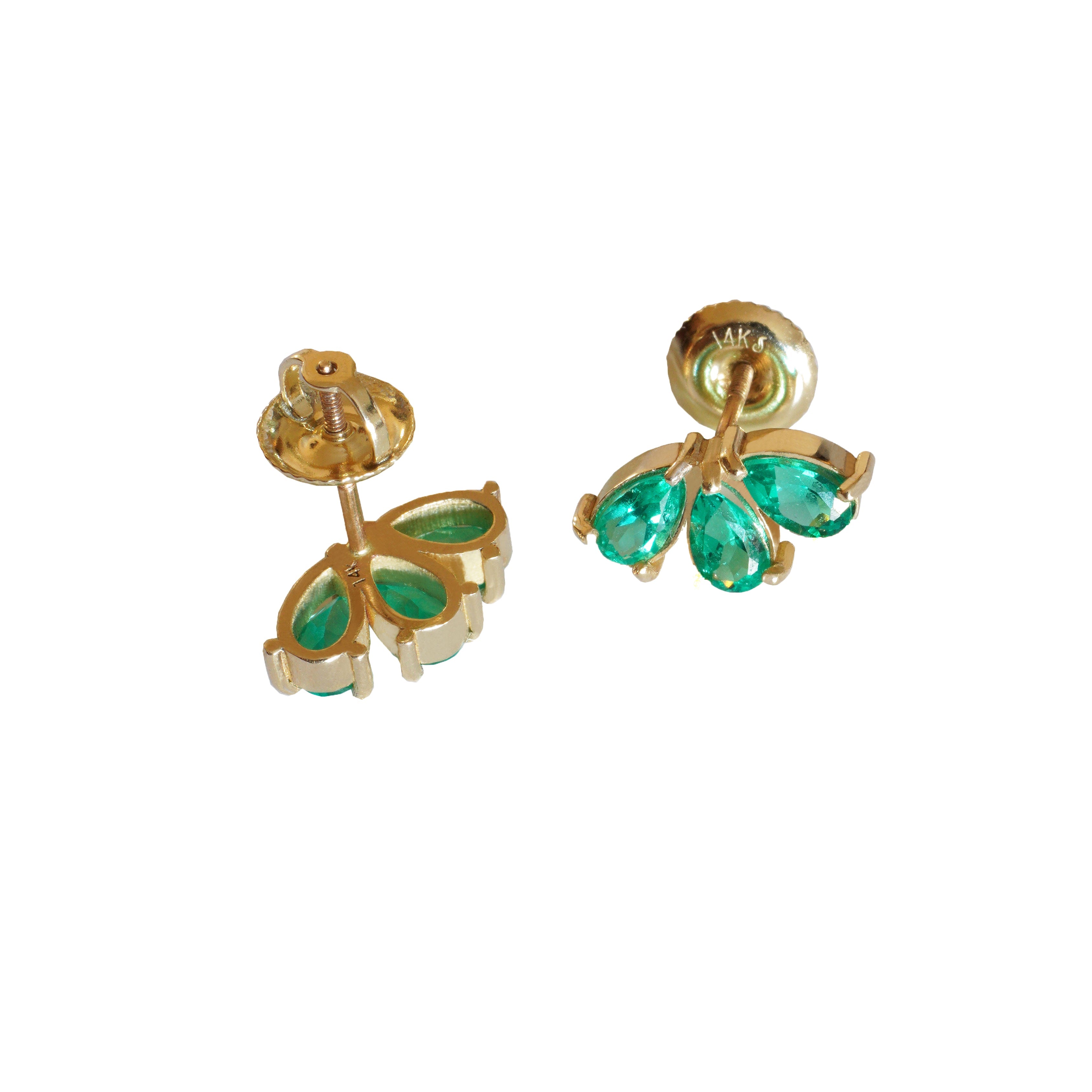 Three Emerald Teardrop Earrings