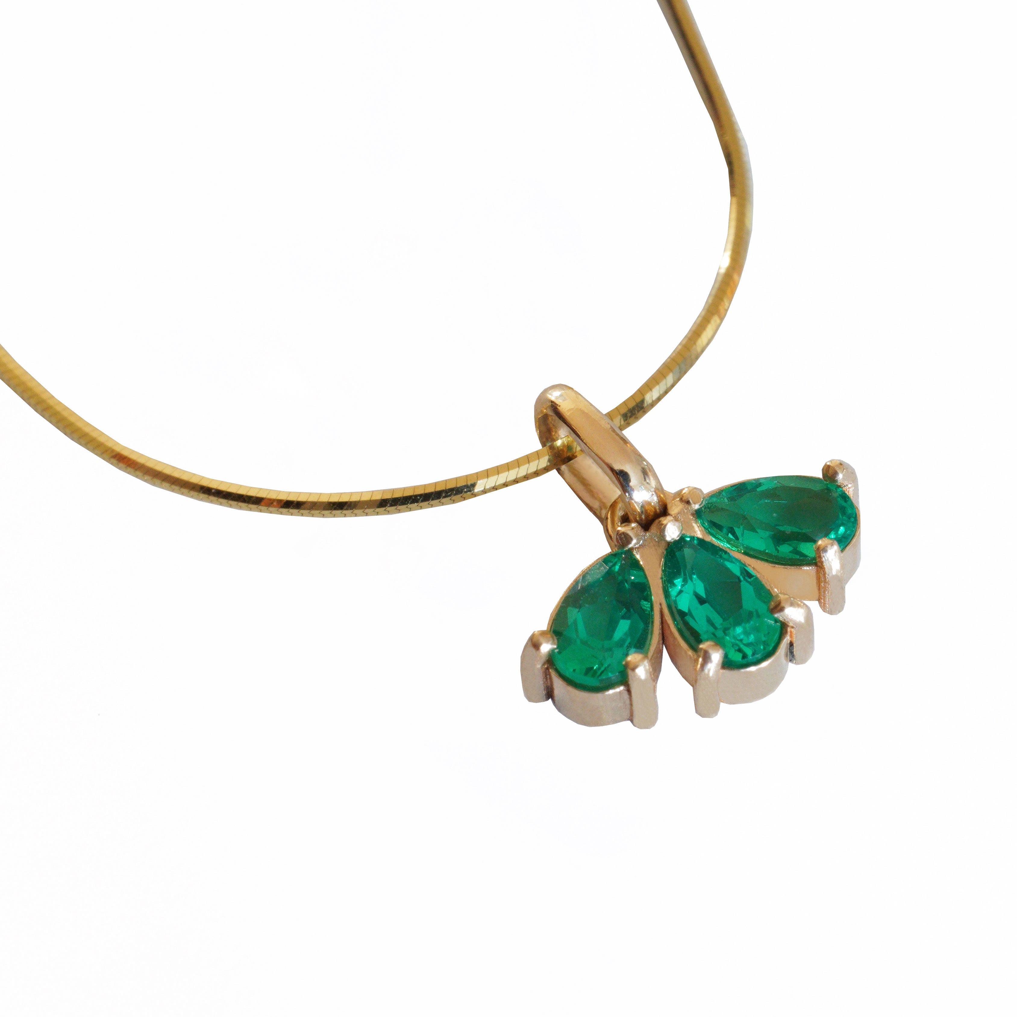 Three Emerald Teardrop Necklace