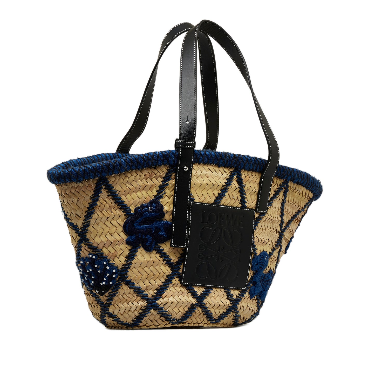 LOEWE - Medium Animal Embroidered Raffia Basket Bag