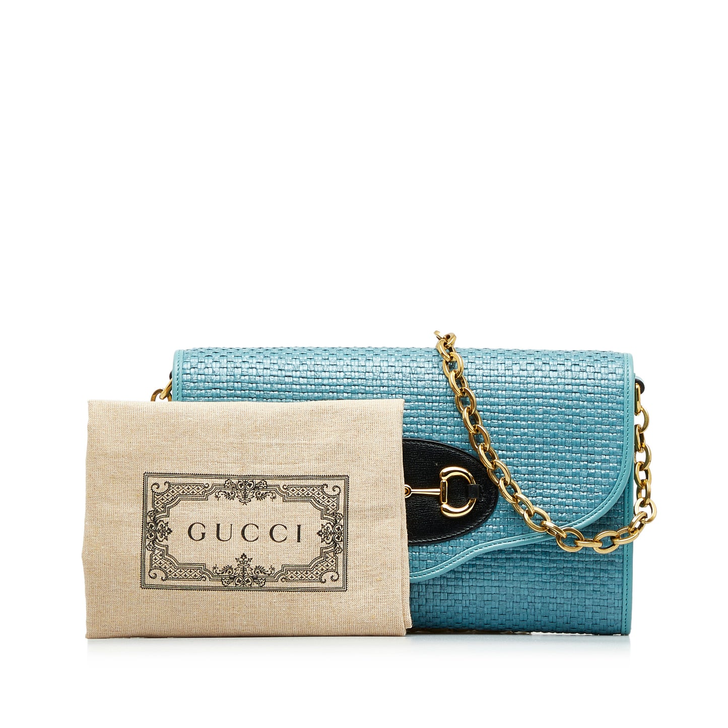 GUCCI - Horsebit 1955 Raffia Chain Bag