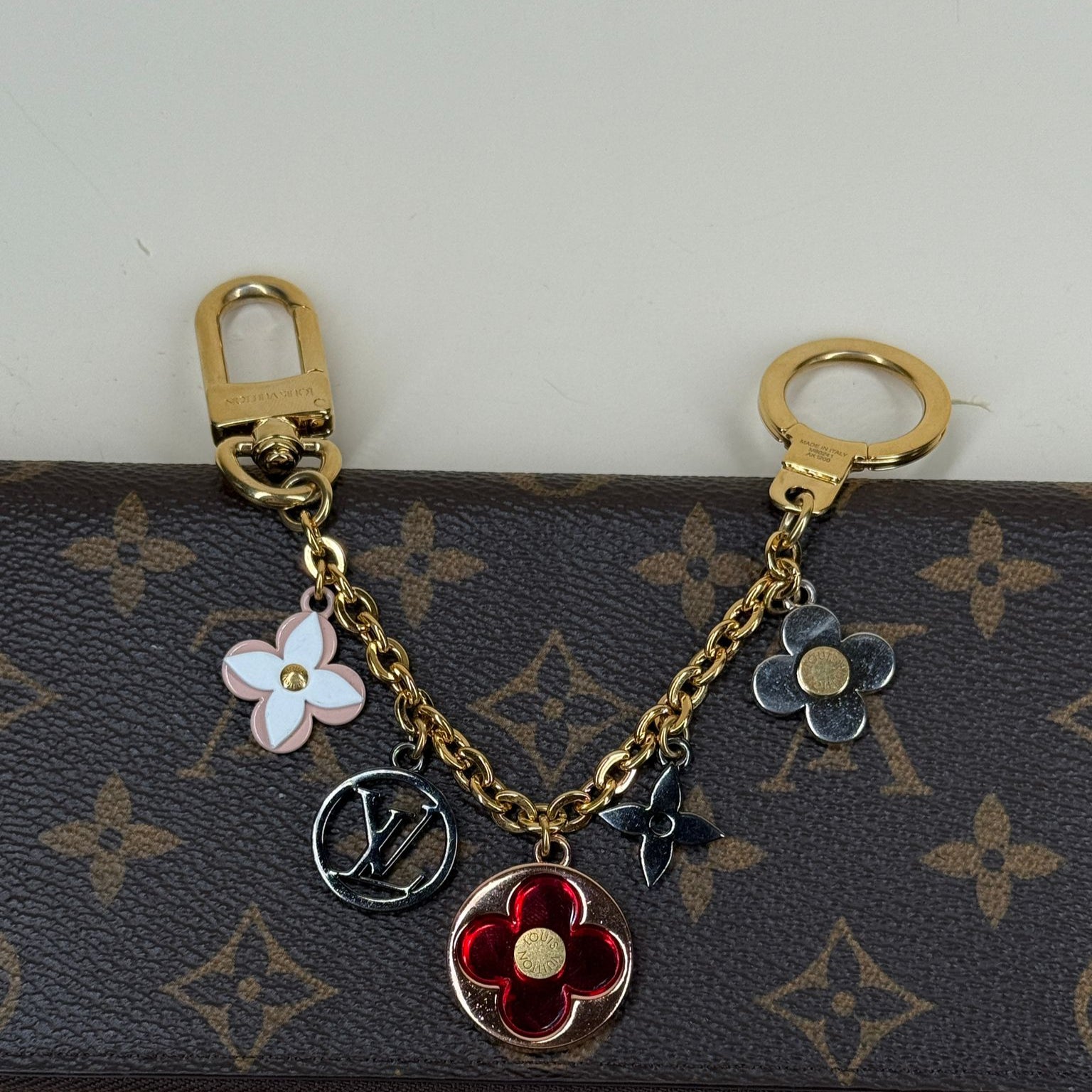 PRE-OWNED LV Preppy Flowers Bag Charm Chain Multicolor