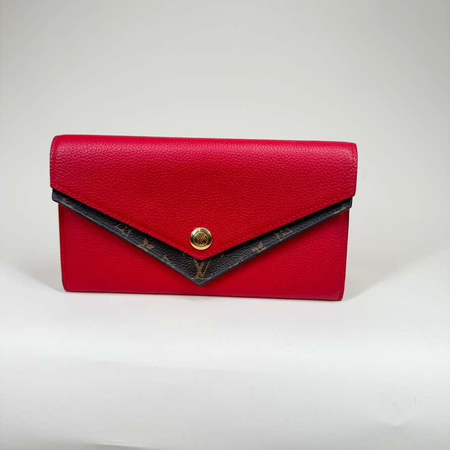 PRE-OWNED LV Bifold Long Wallet Monogram Portefeuille Double V
