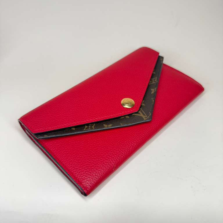 PRE-OWNED LV Bifold Long Wallet Monogram Portefeuille Double V