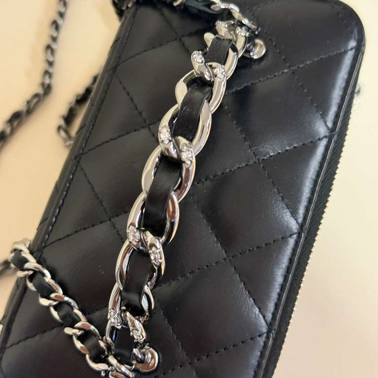 PRE-OWNED Matelasse Vanity Bag Black Shoulder Bag