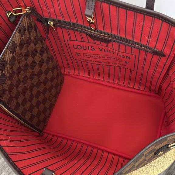 PRE-OWNED LV Neverfull MM Damier Shoulder Bag 