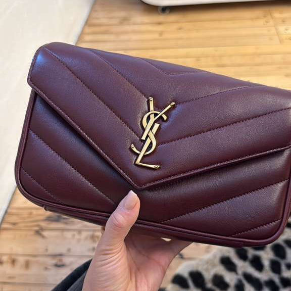 PRE-OWNED YSL Loulou Smal Leather Burgundy Shoulder Bag