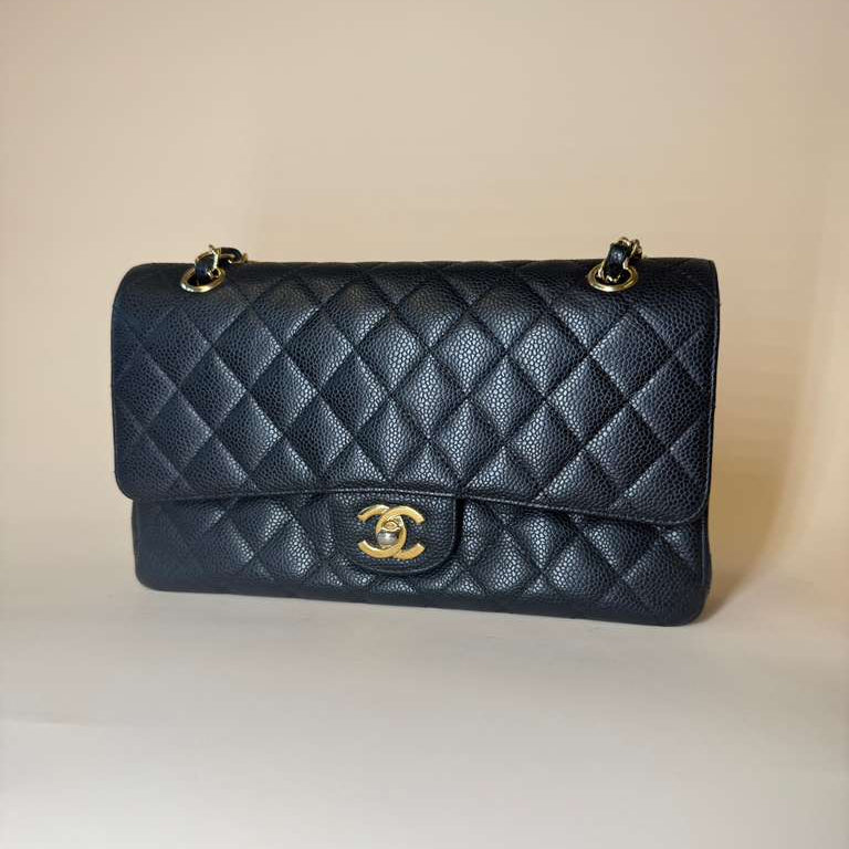 PRE-OWNED CC Classic Flap Medium Caviar Black 