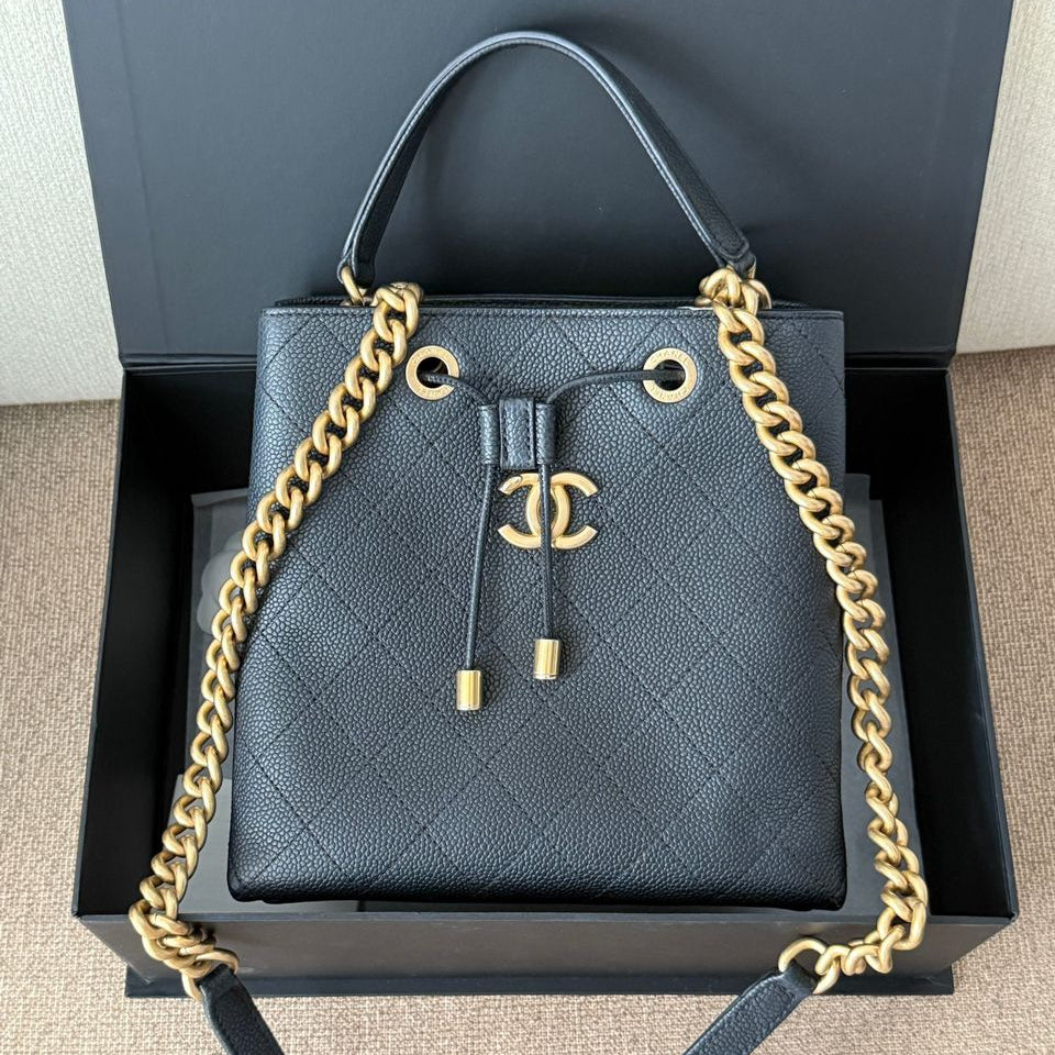PRE-OWNED CC Drawstring Bucket Bag 