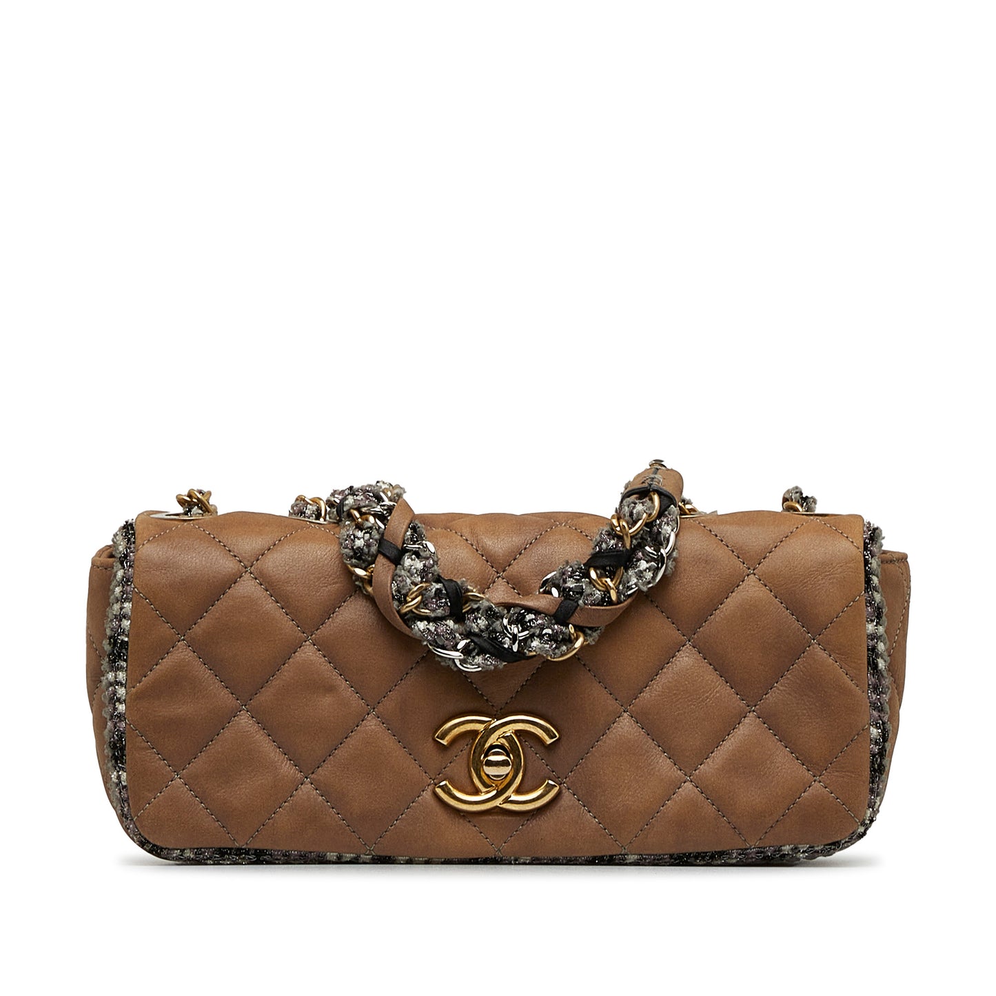 CHANEL - Small Quilted Lambskin and Tweed Chain Flap