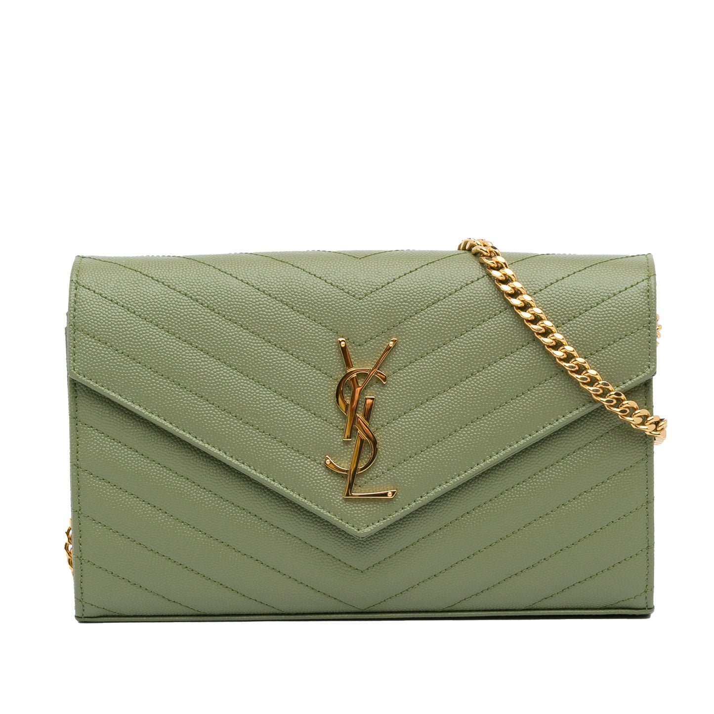 SAINT LAURENT - Grain De Poudre Cassandre Envelope Wallet on Chain