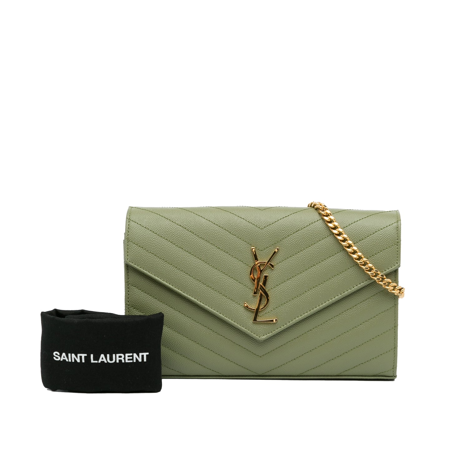 SAINT LAURENT - Grain De Poudre Cassandre Envelope Wallet on Chain