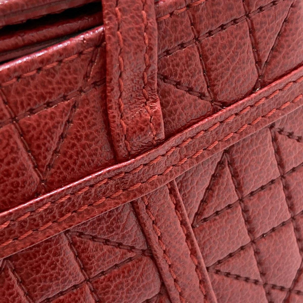 DIOR - Cannage Stitch Red Leather Handbag