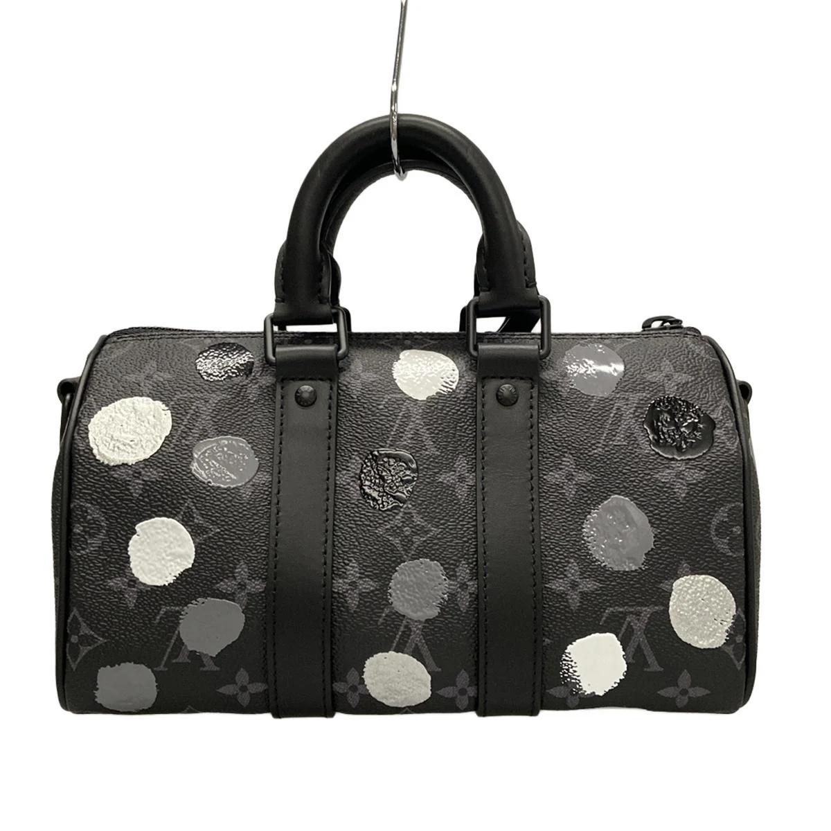 PRE-OWNED LV x Yayoi Kusama Kee Pol Bandoliere 25 Gray Monogram Eclipse Shoulder Bag
