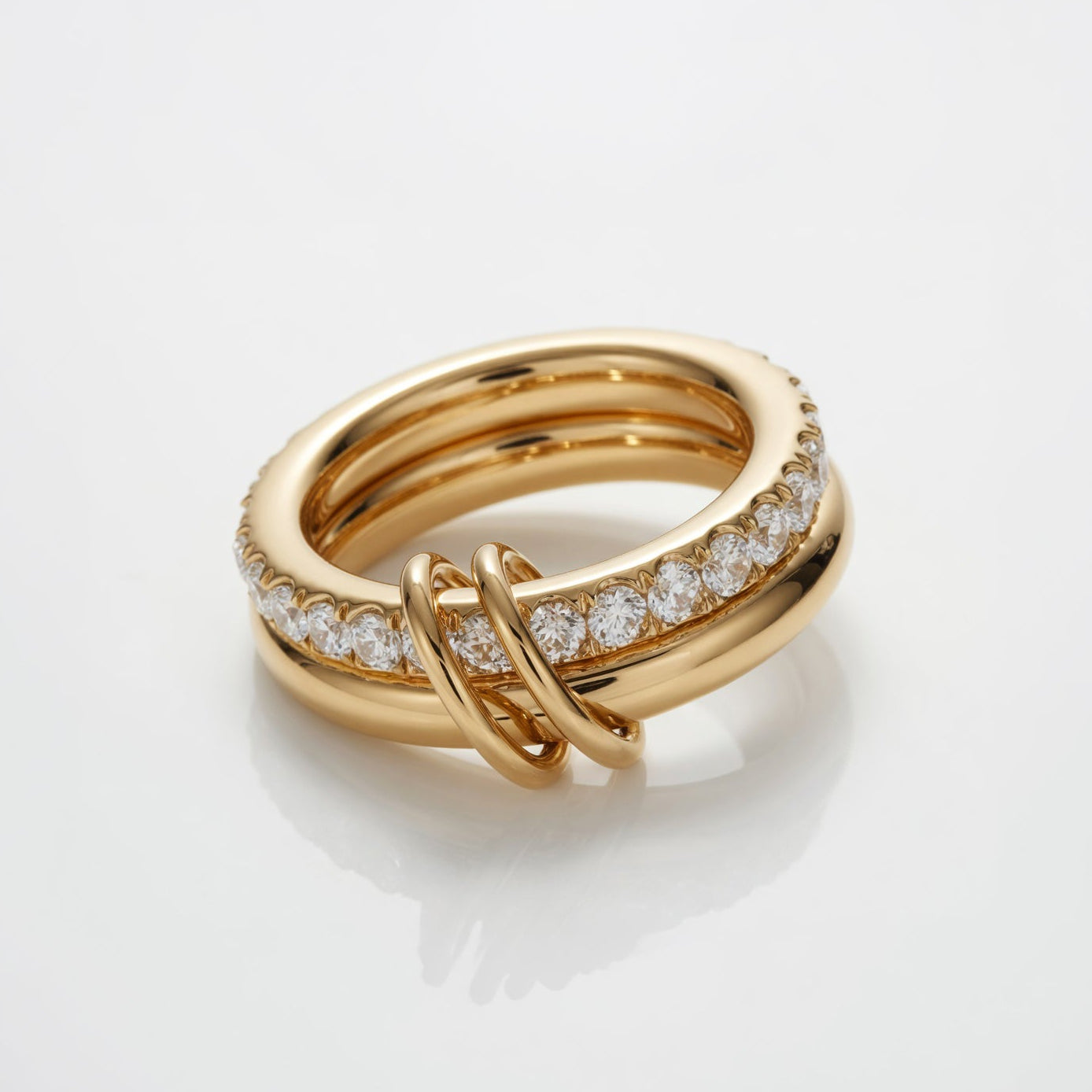 TDC - 14k Yellow Gold Interlocking Spinelli Lab Diamond Band Ring